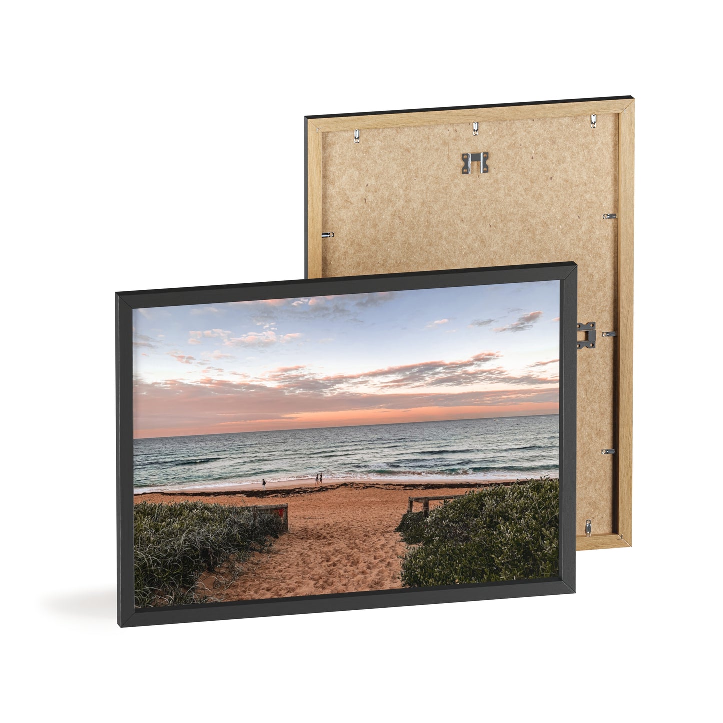 Beach Sunset Wooden Frame Poster