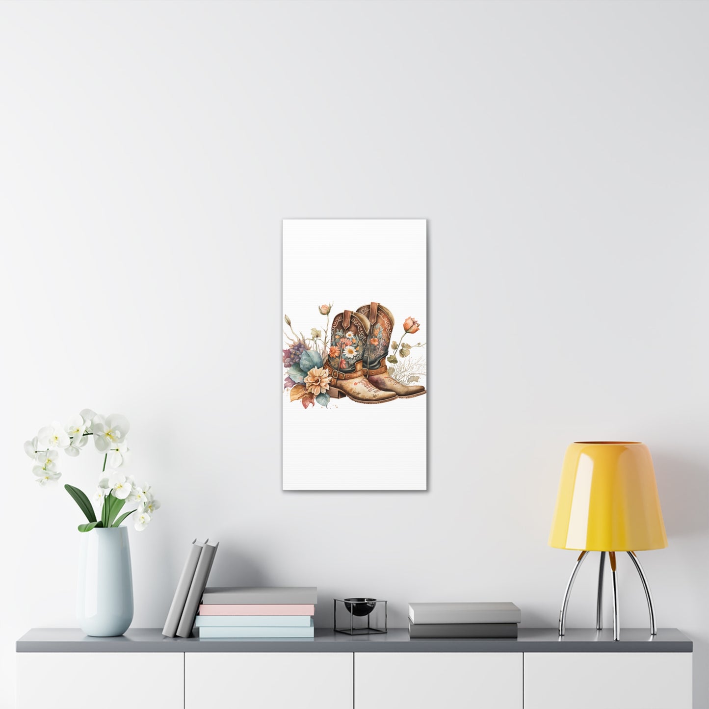 Floral Cowboy Boots Canvas Art