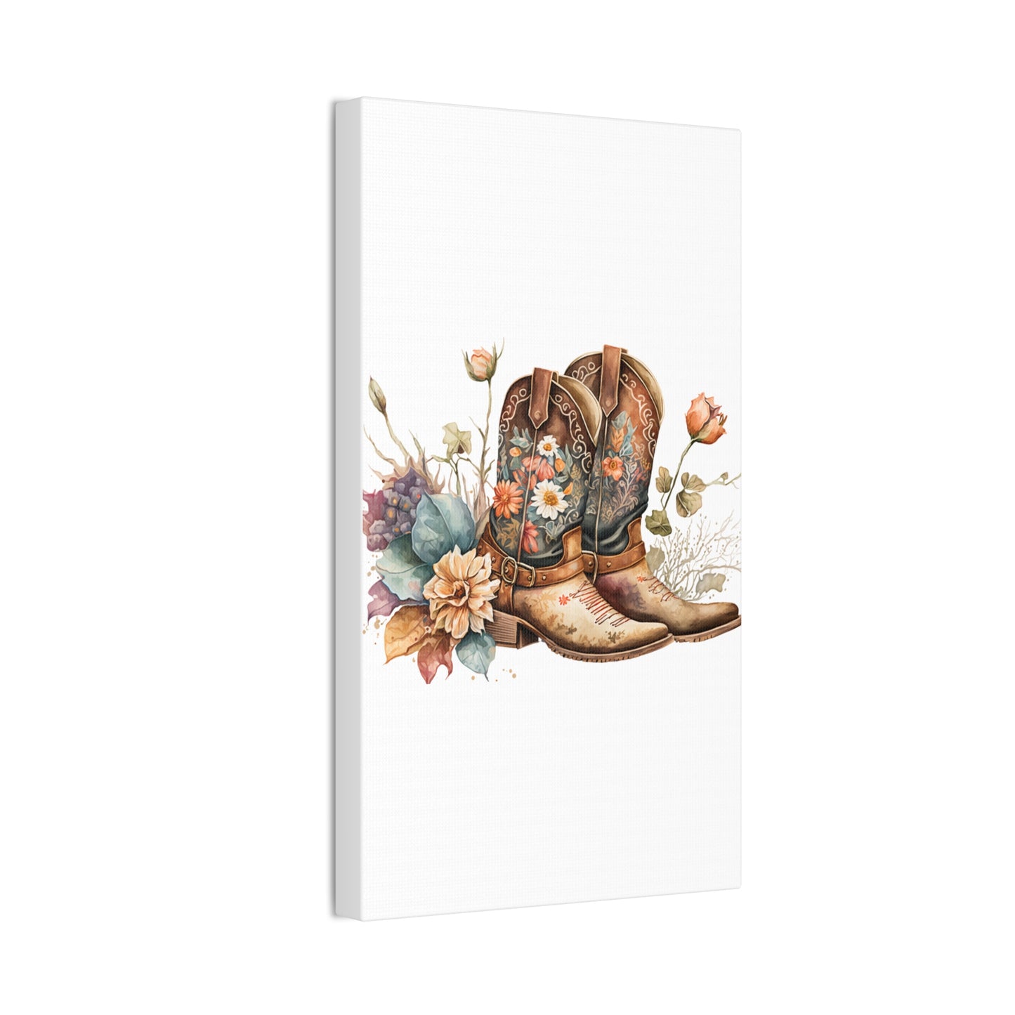 Floral Cowboy Boots Canvas Art