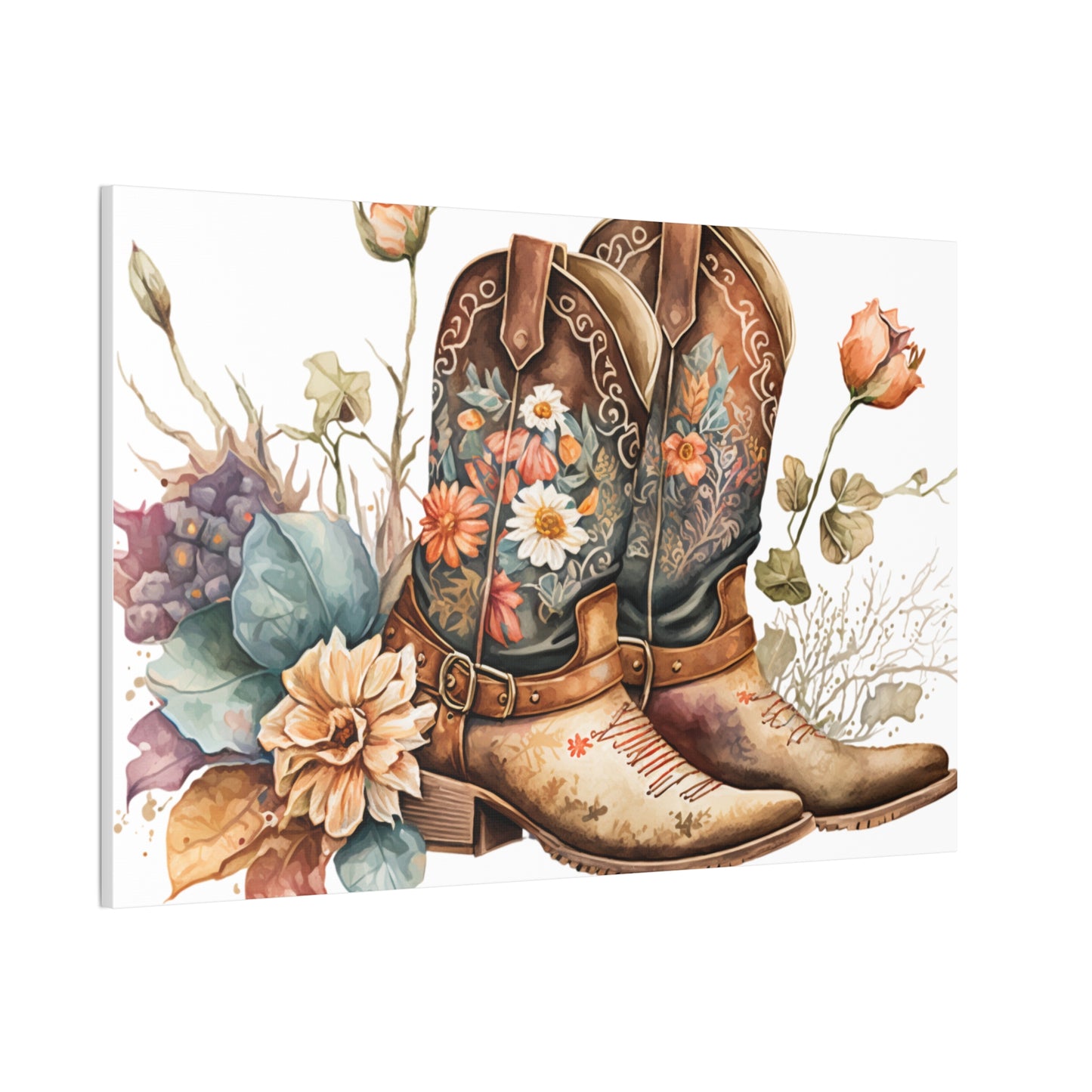 Floral Cowboy Boots Canvas Art