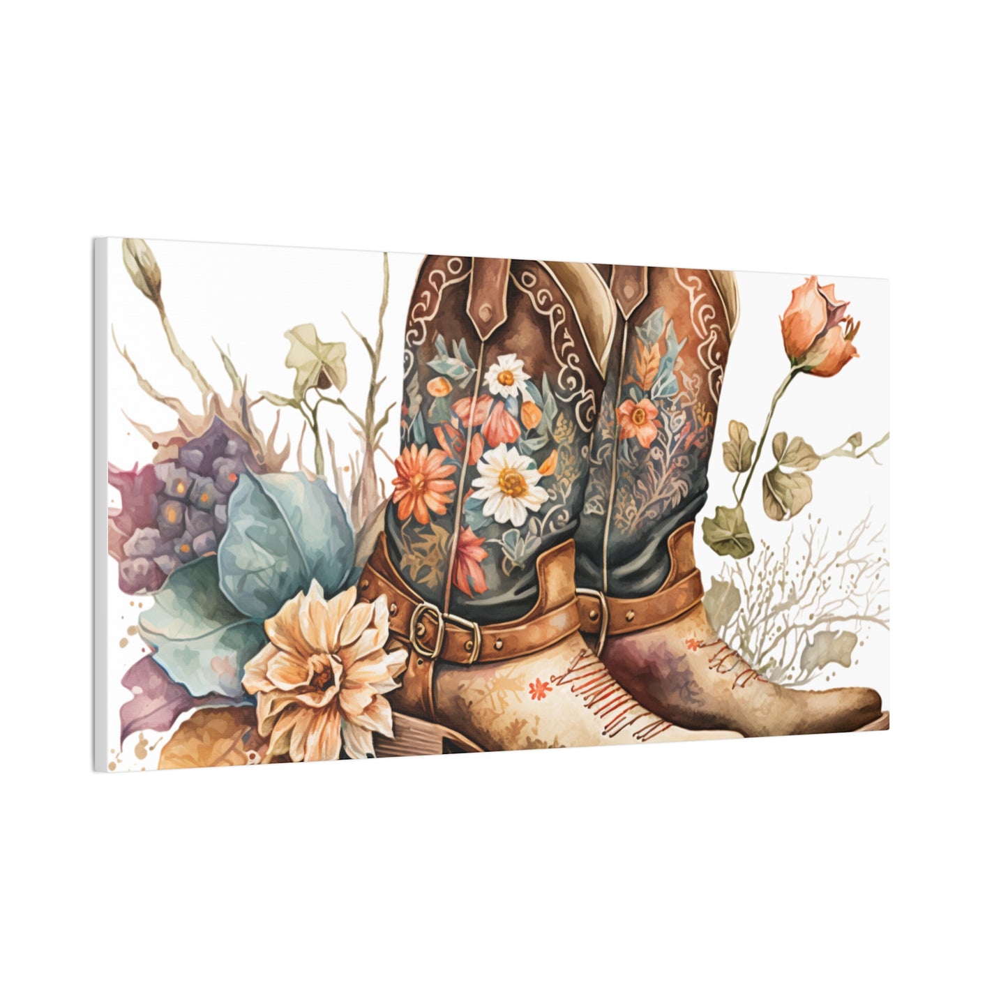 Floral Cowboy Boots Canvas Art