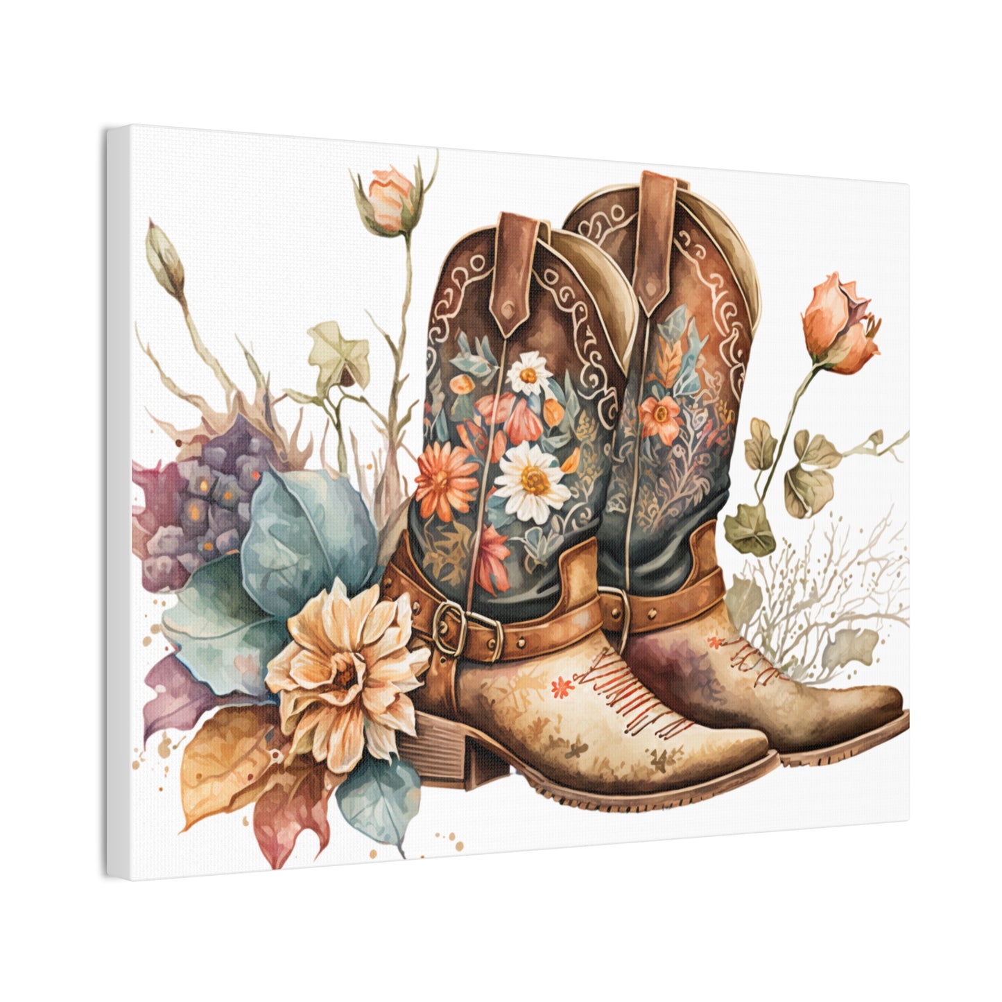 Floral Cowboy Boots Canvas Art