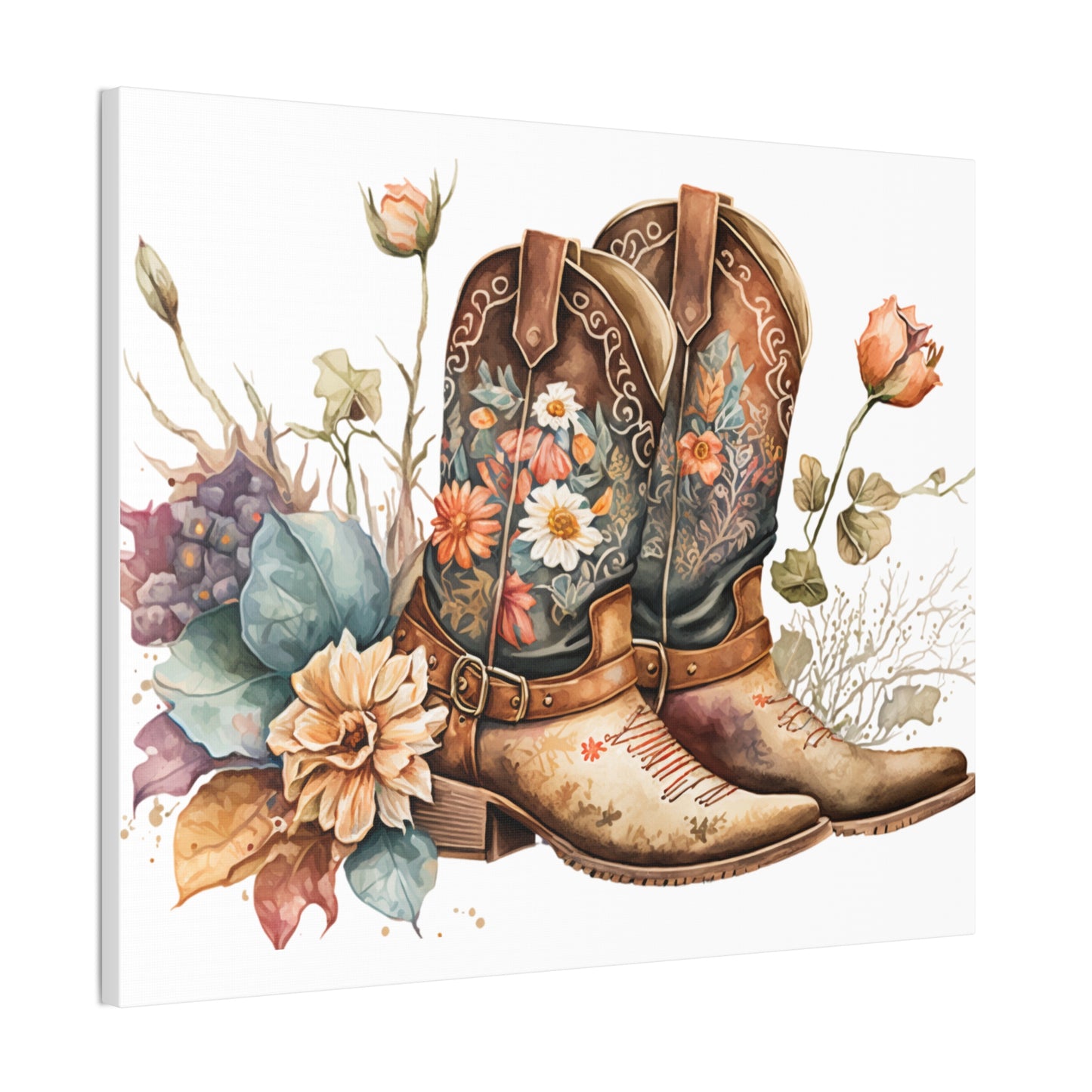 Floral Cowboy Boots Canvas Art