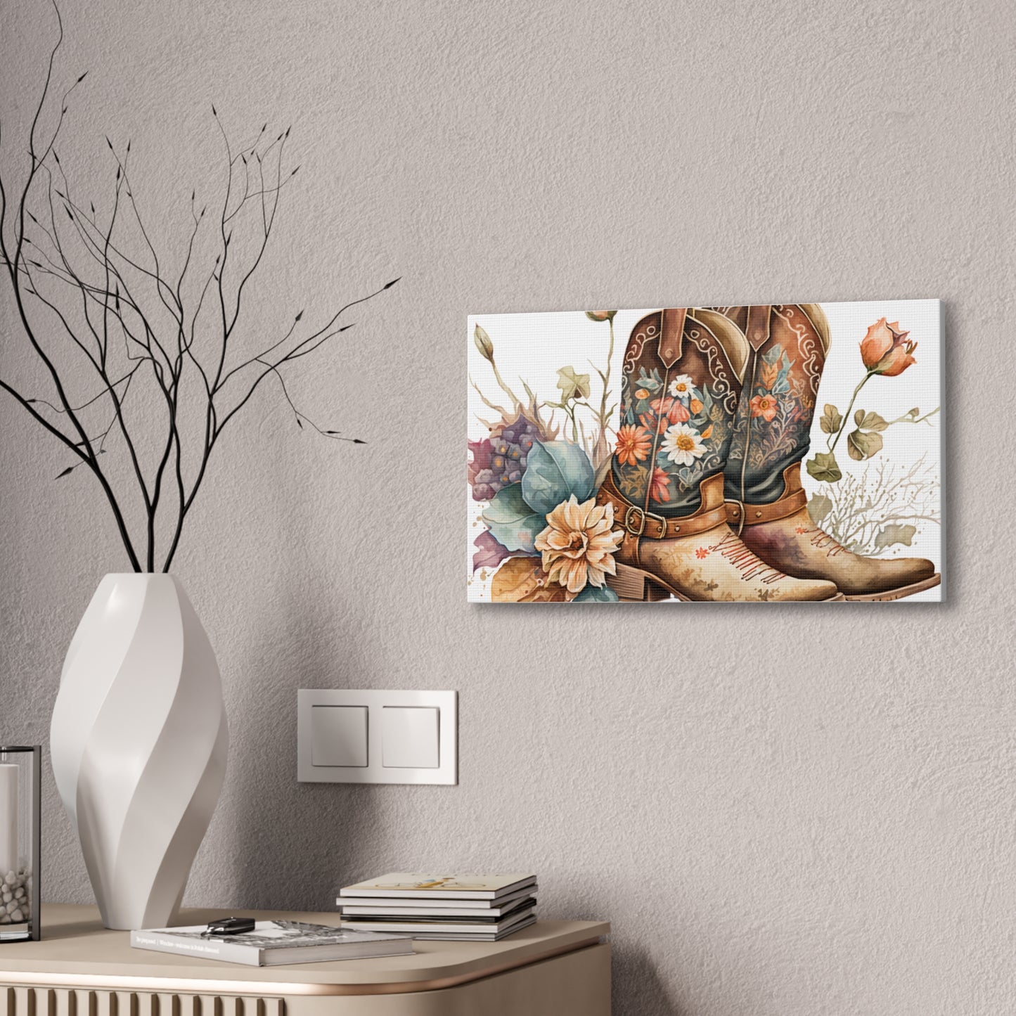 Floral Cowboy Boots Canvas Art