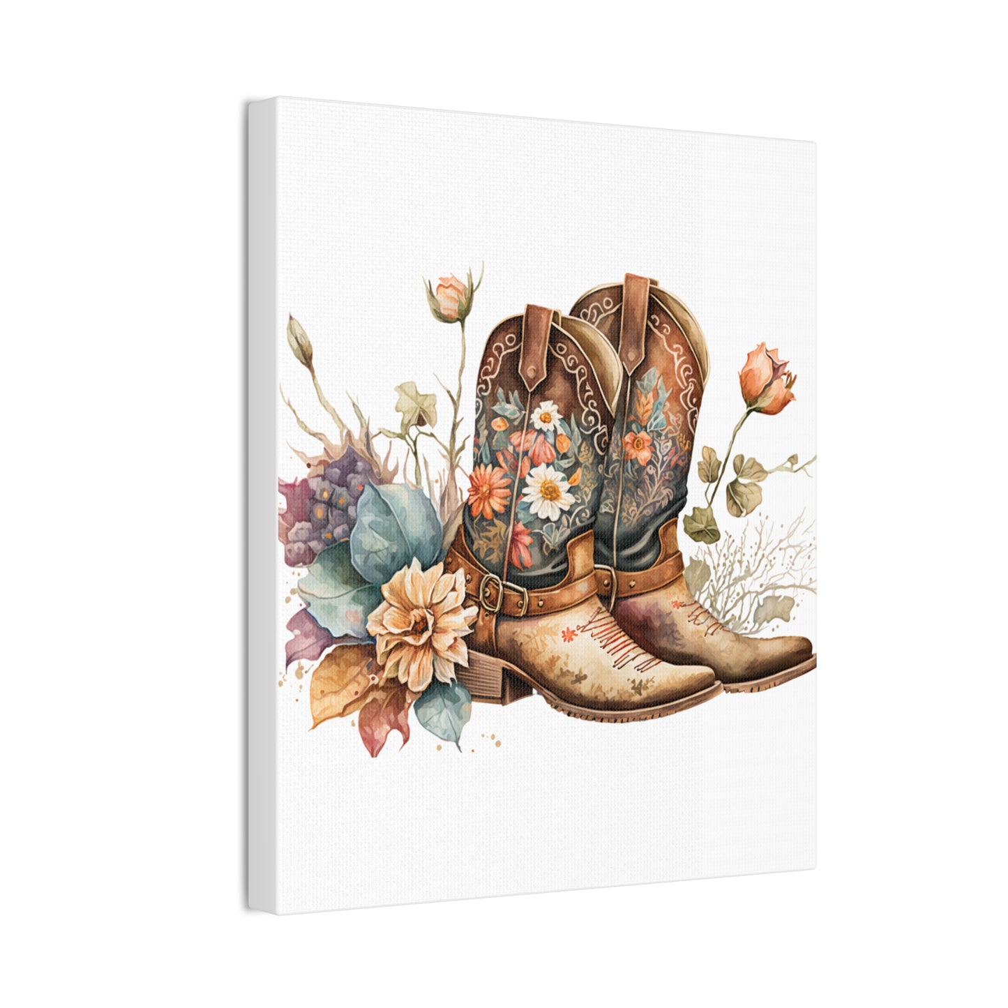 Floral Cowboy Boots Canvas Art