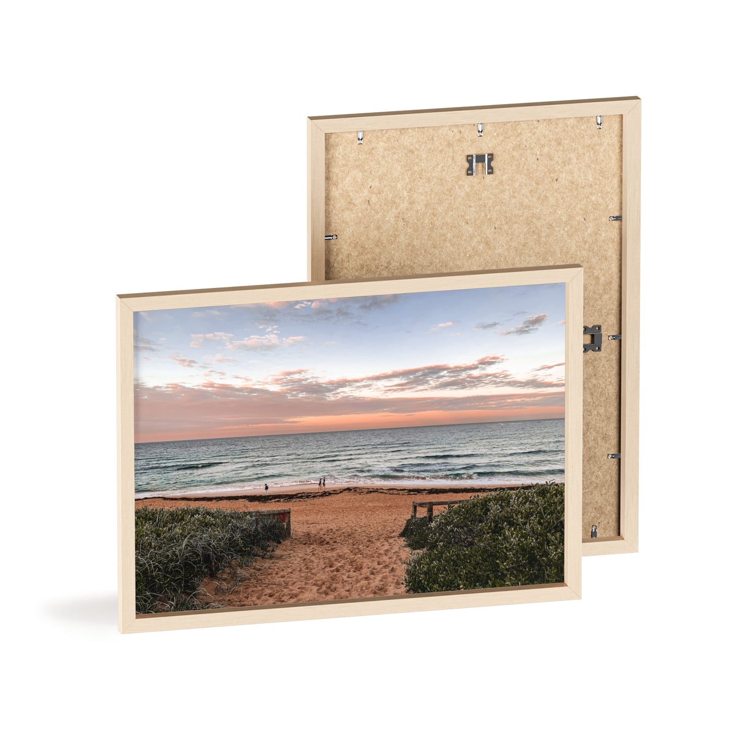 Beach Sunset Wooden Frame Poster