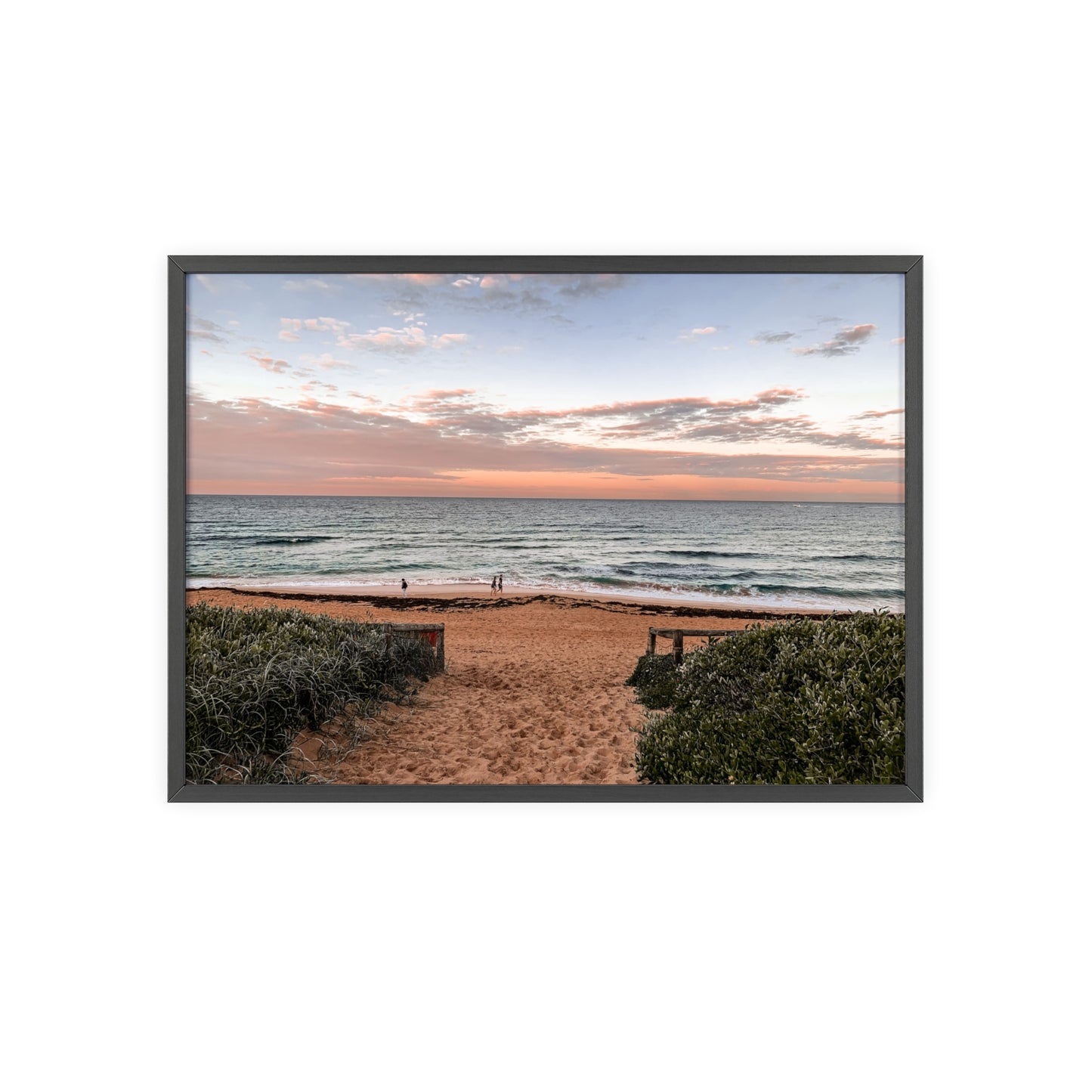Beach Sunset Wooden Frame Poster