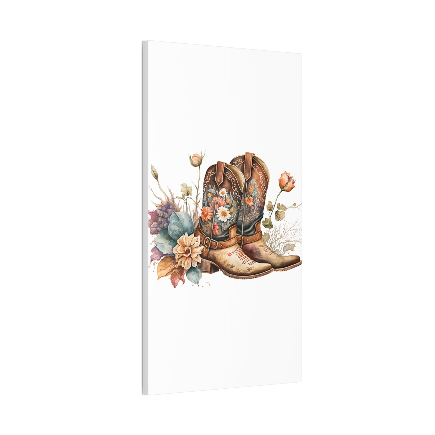 Floral Cowboy Boots Canvas Art