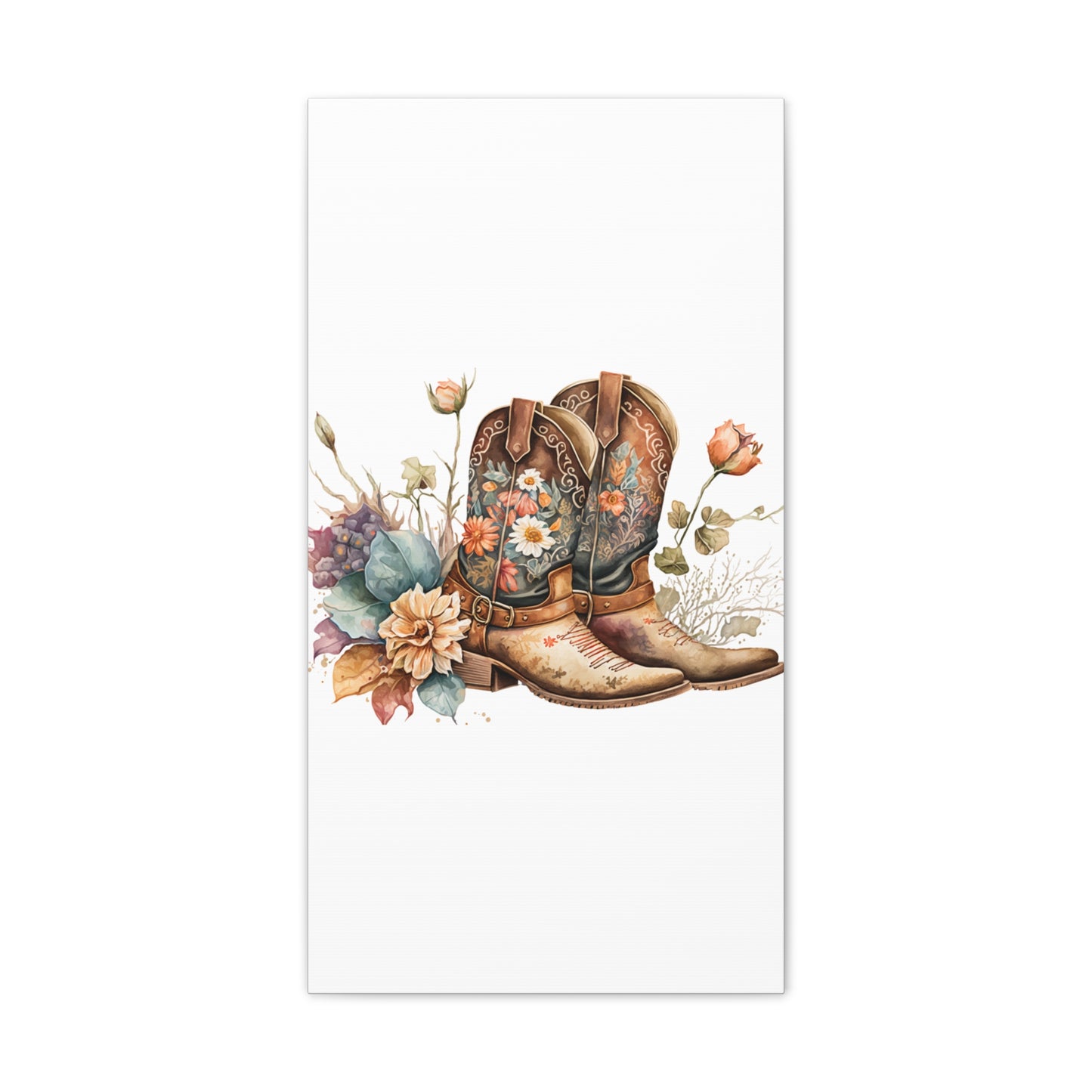 Floral Cowboy Boots Canvas Art
