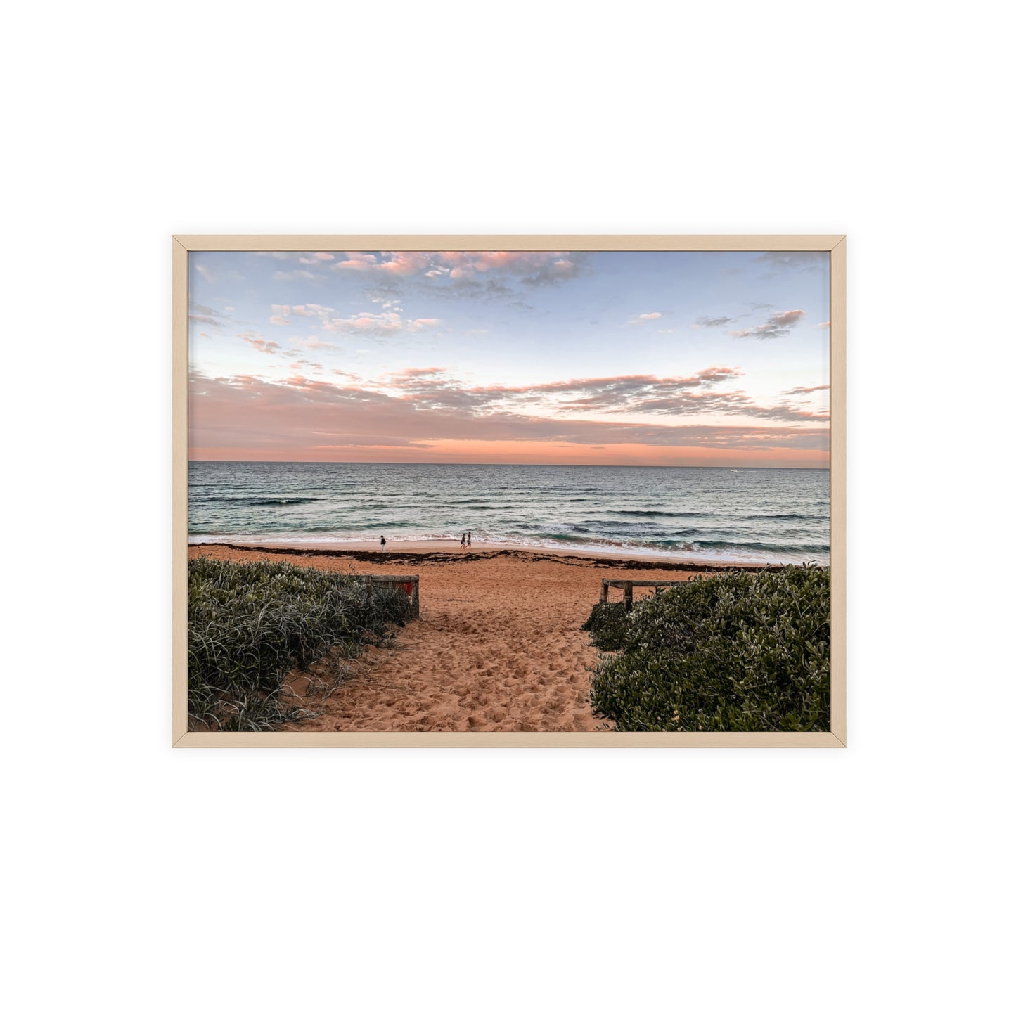 Beach Sunset Wooden Frame Poster