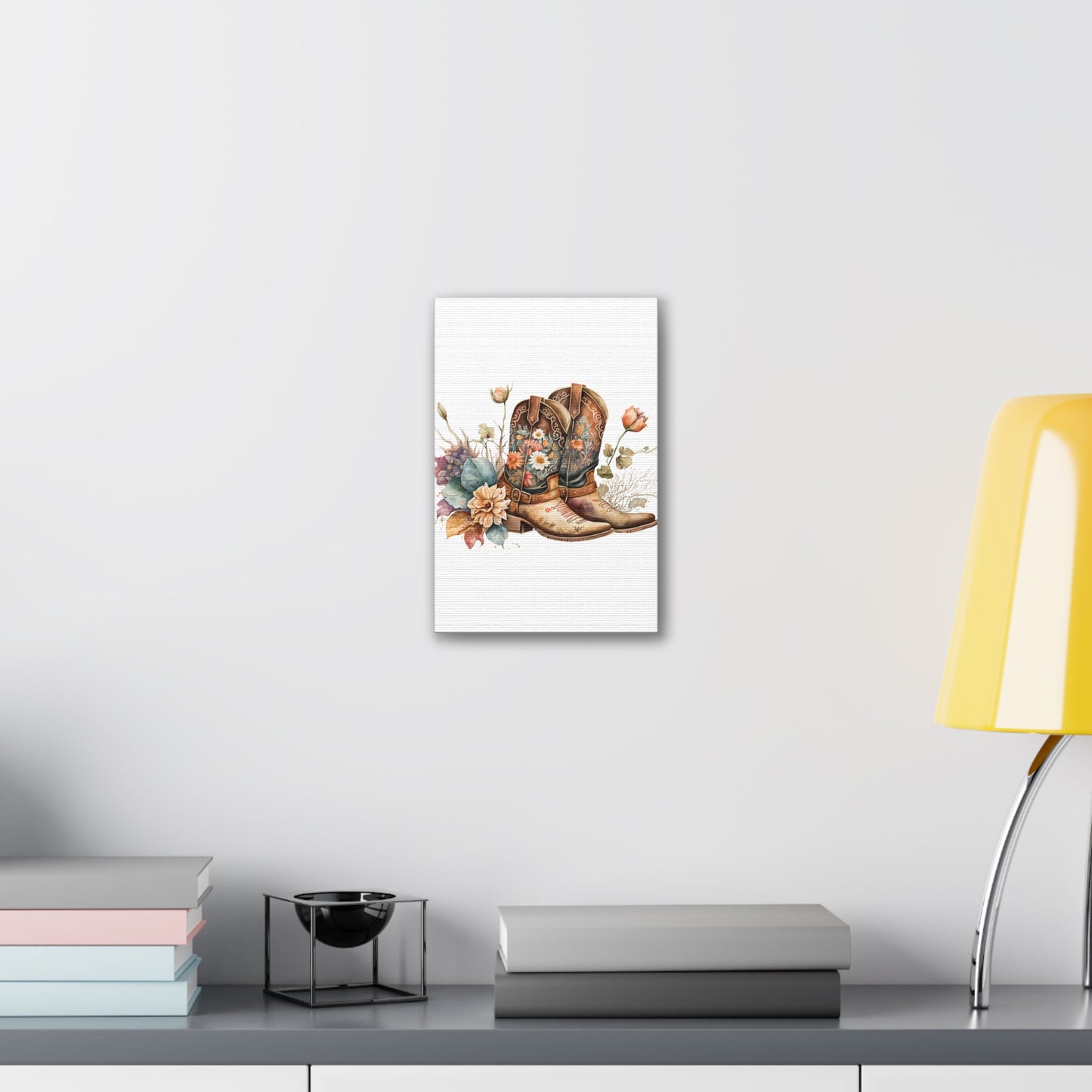 Floral Cowboy Boots Canvas Art