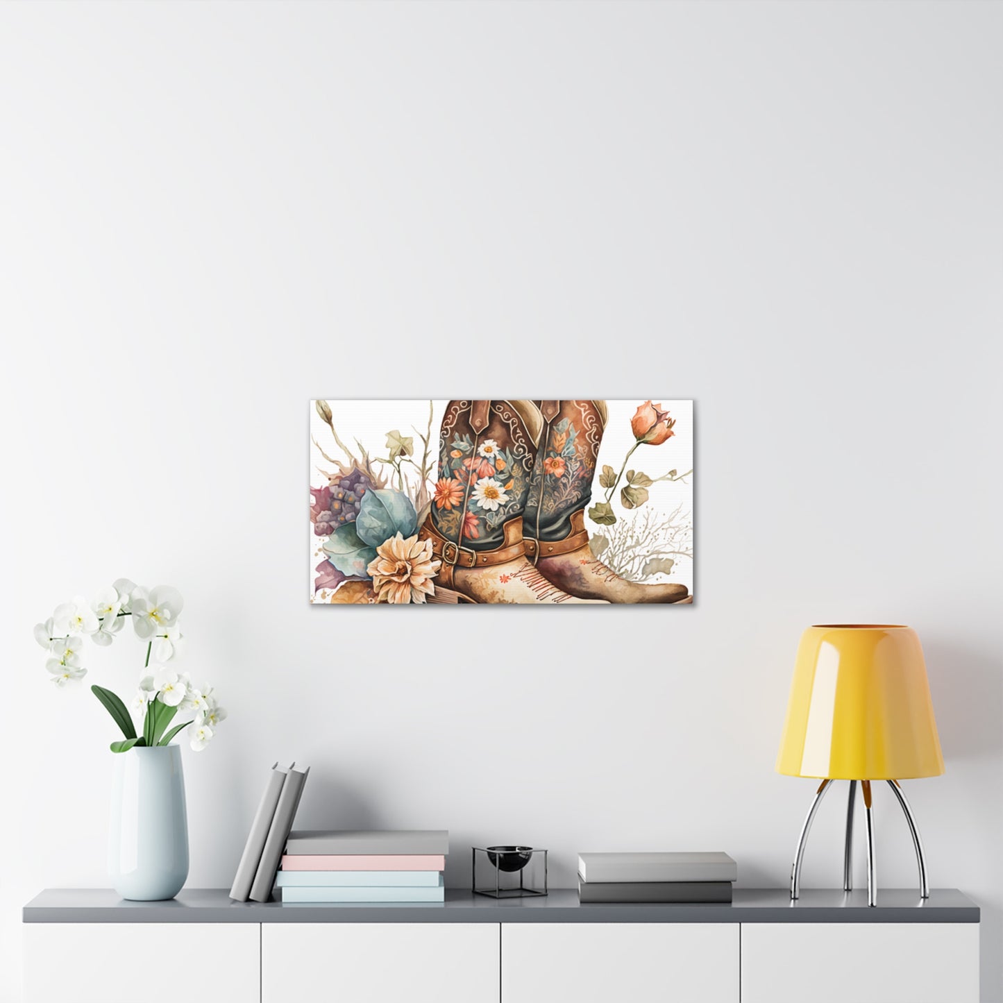 Floral Cowboy Boots Canvas Art