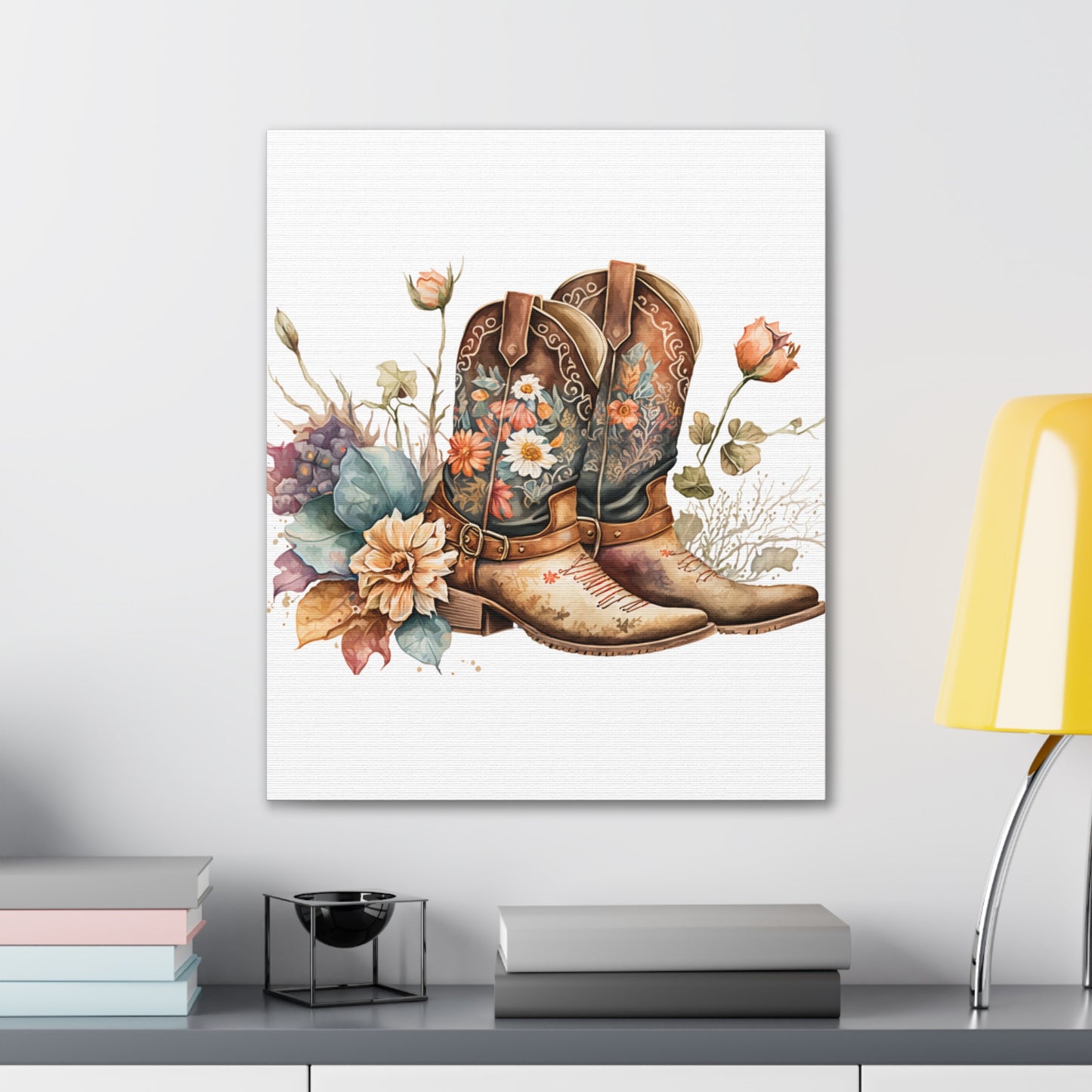 Floral Cowboy Boots Canvas Art