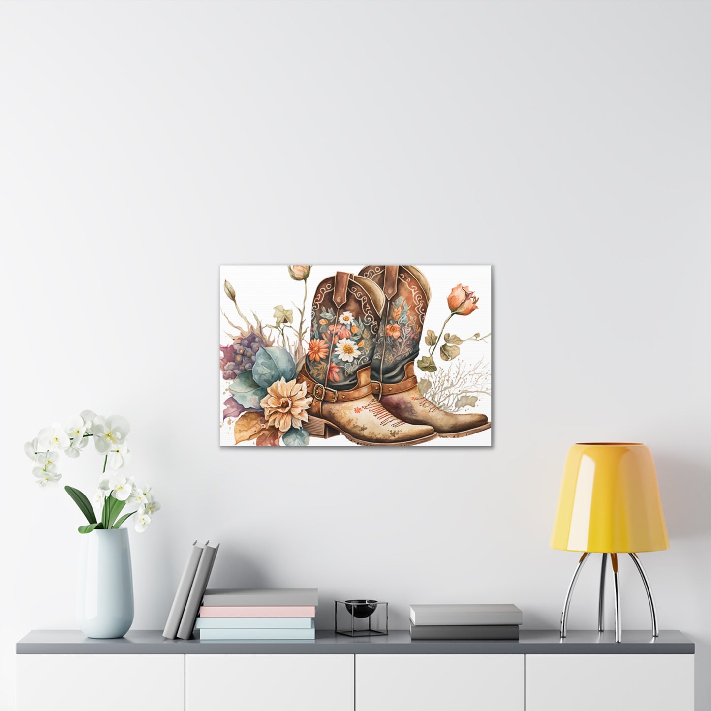 Floral Cowboy Boots Canvas Art