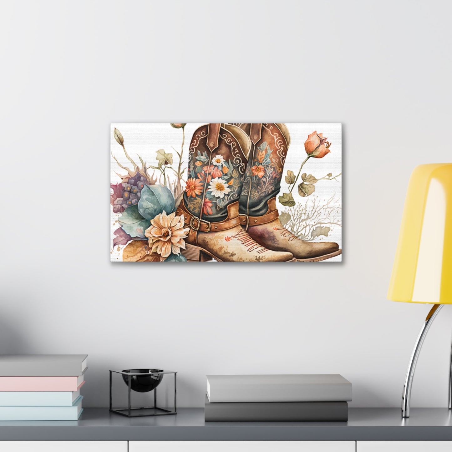 Floral Cowboy Boots Canvas Art