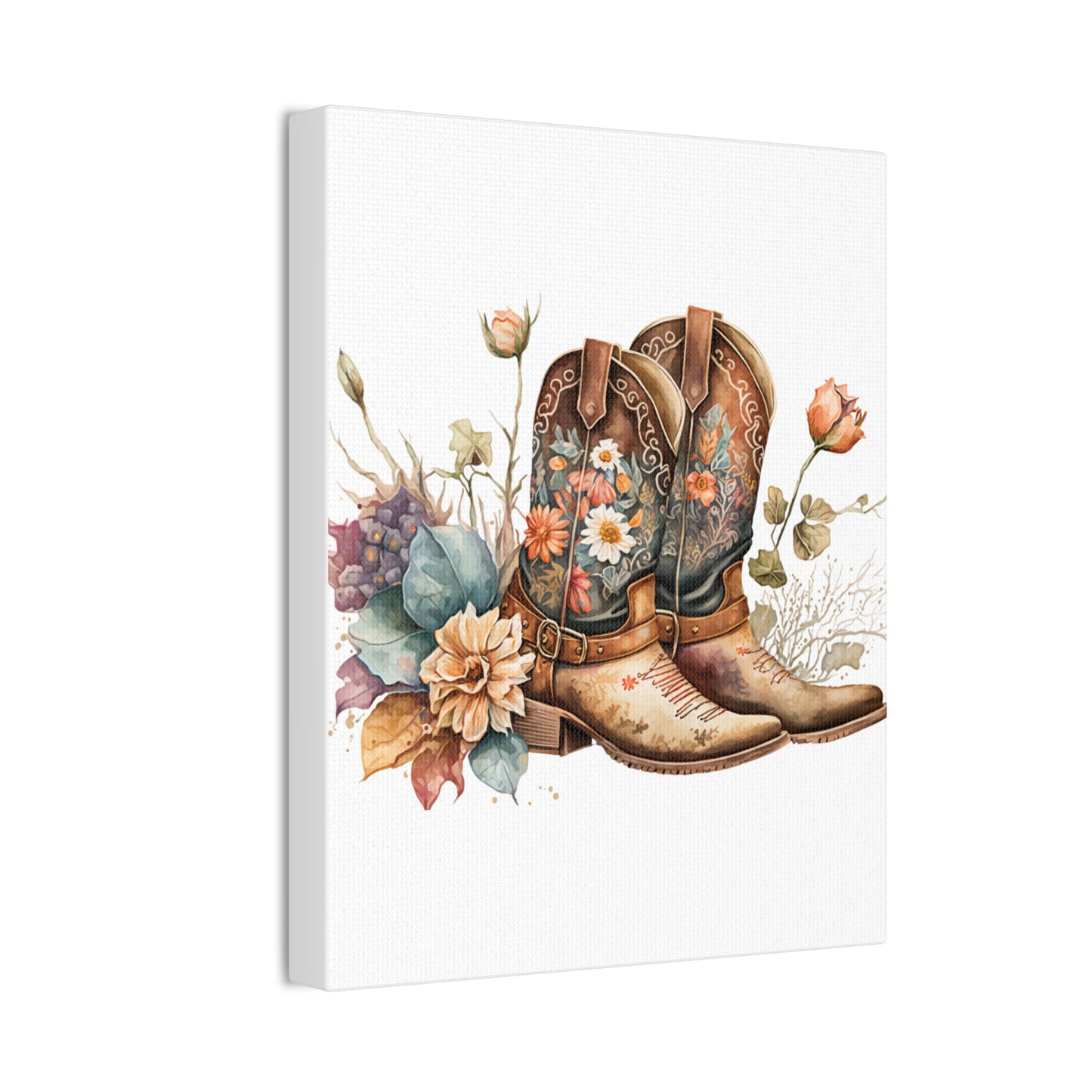 Floral Cowboy Boots Canvas Art