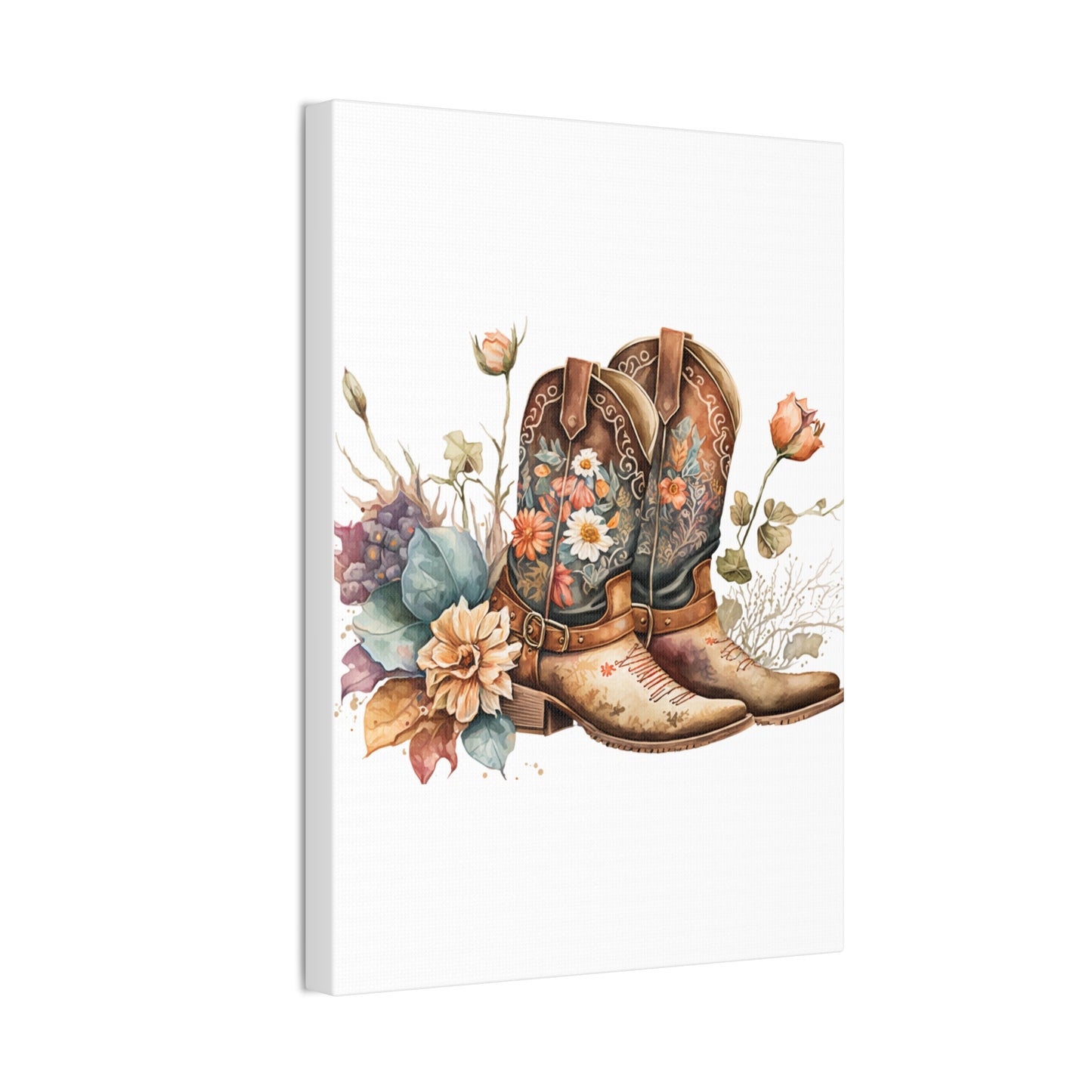 Floral Cowboy Boots Canvas Art