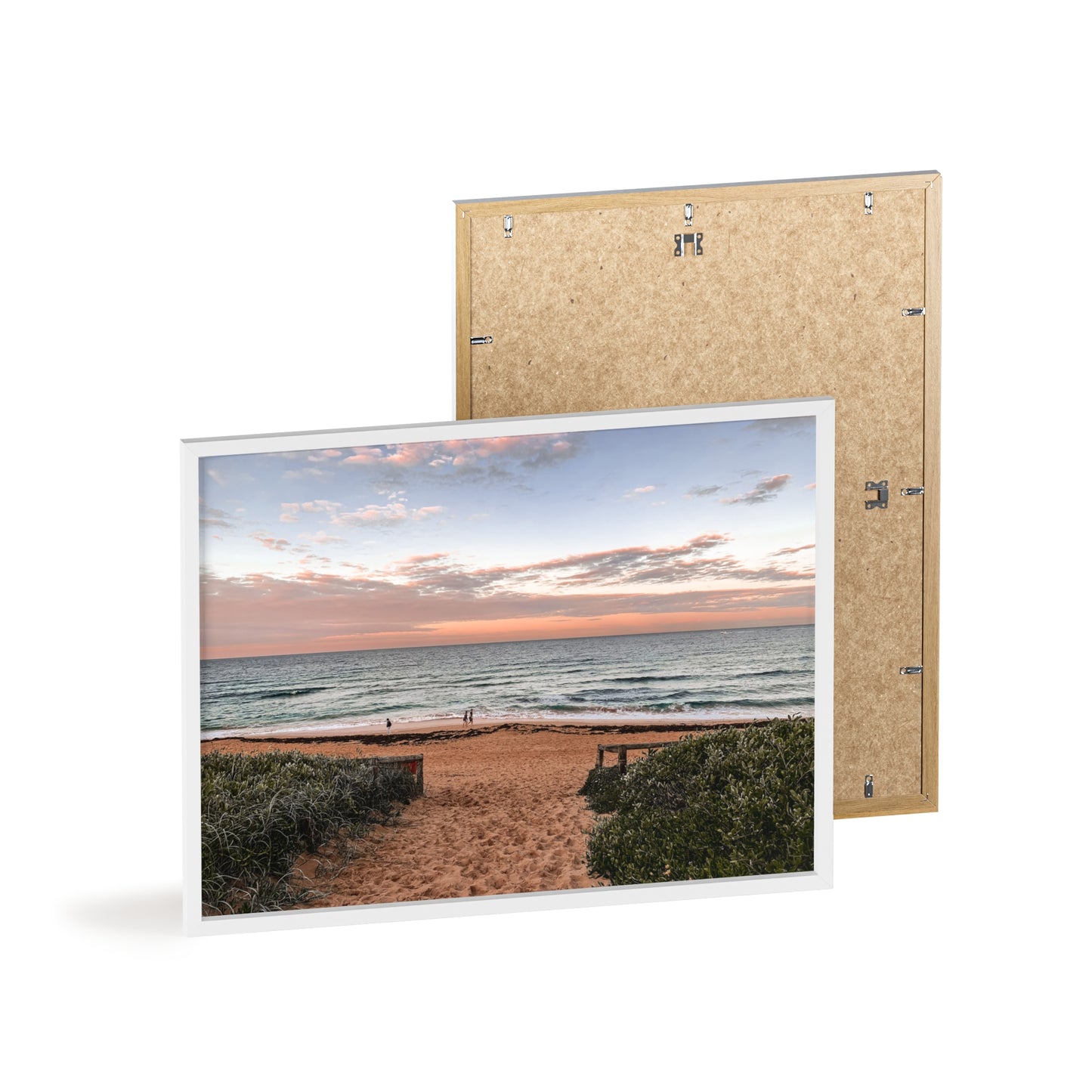 Beach Sunset Wooden Frame Poster
