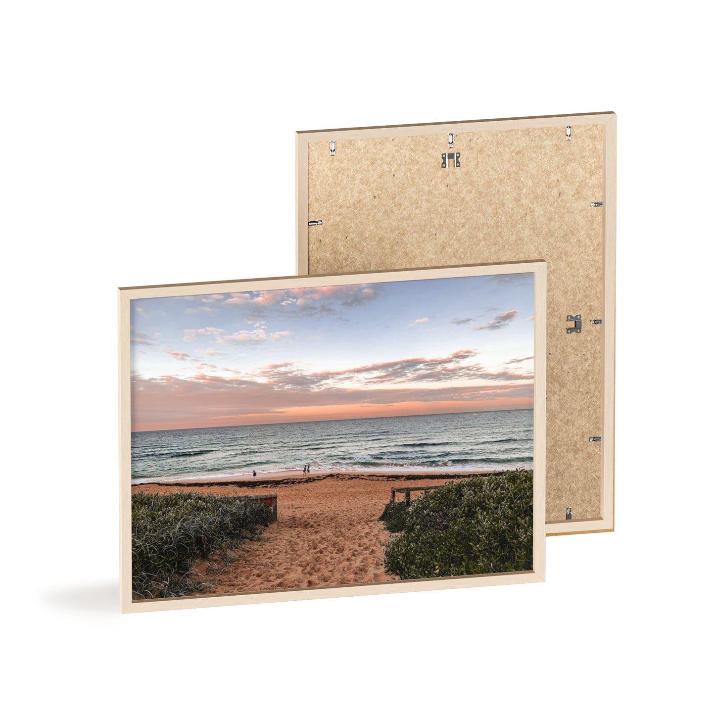 Beach Sunset Wooden Frame Poster