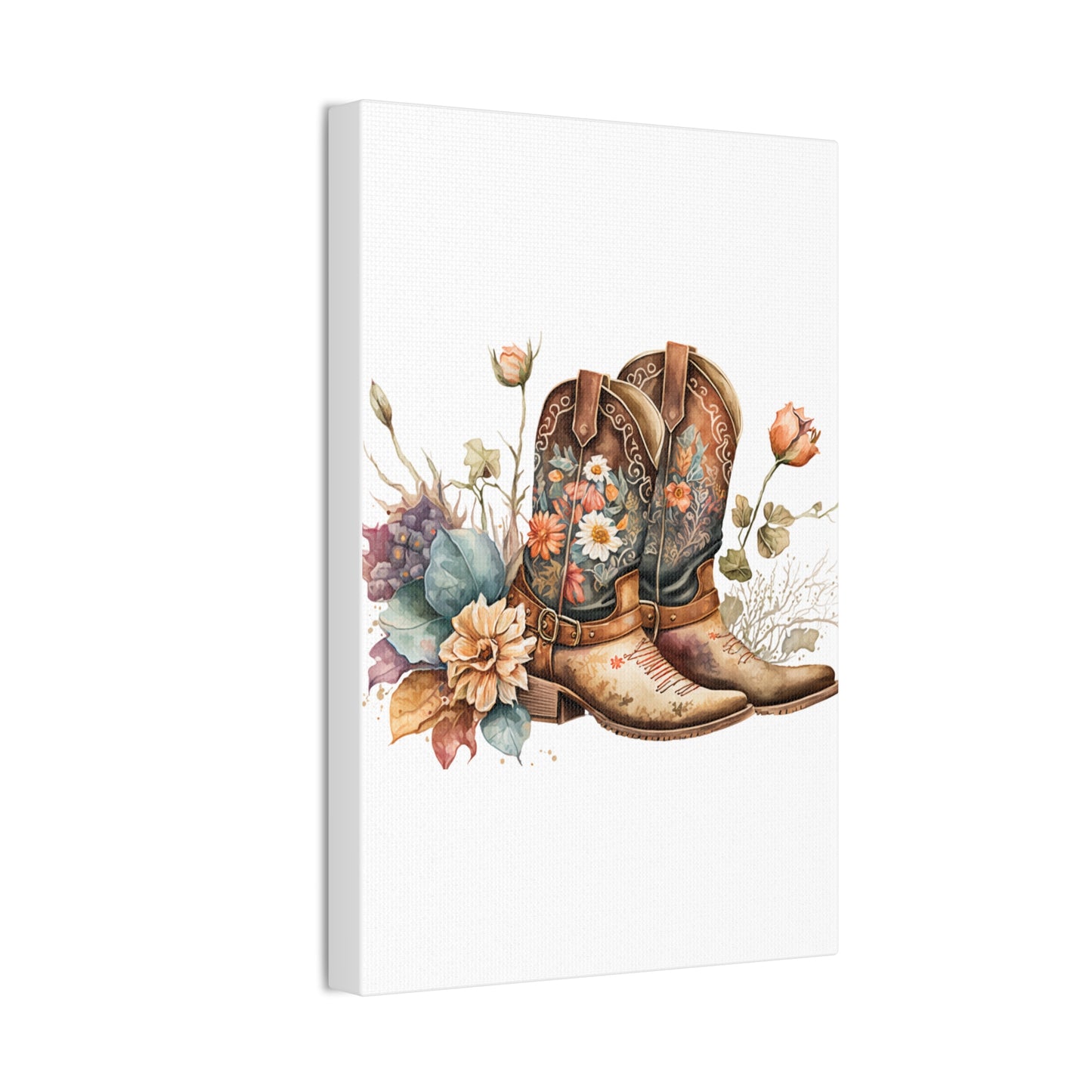 Floral Cowboy Boots Canvas Art