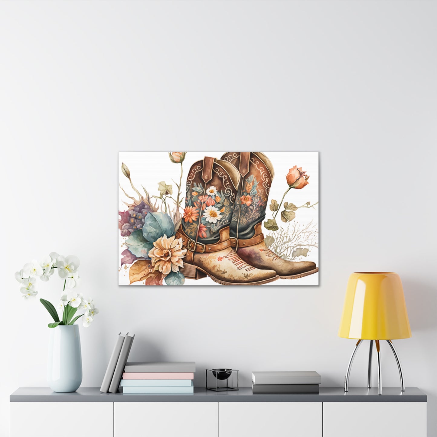 Floral Cowboy Boots Canvas Art