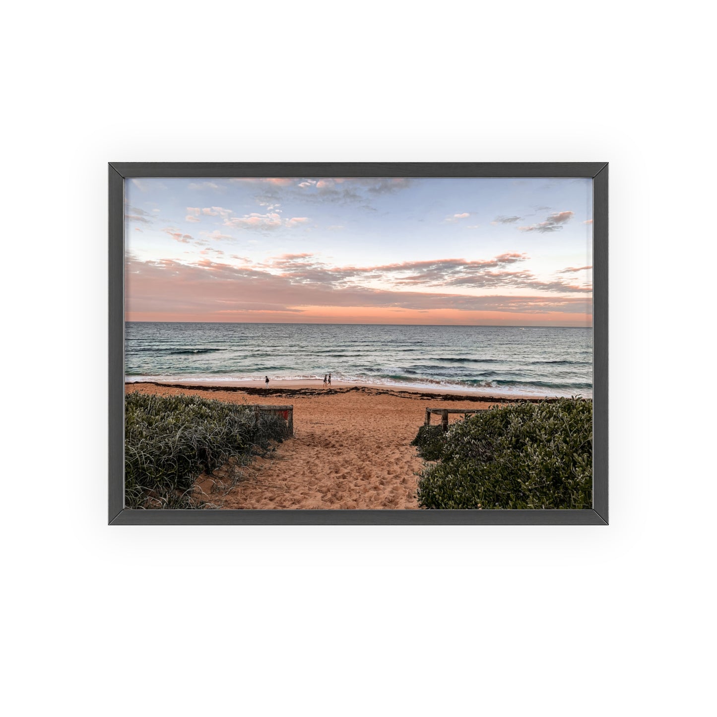 Beach Sunset Wooden Frame Poster