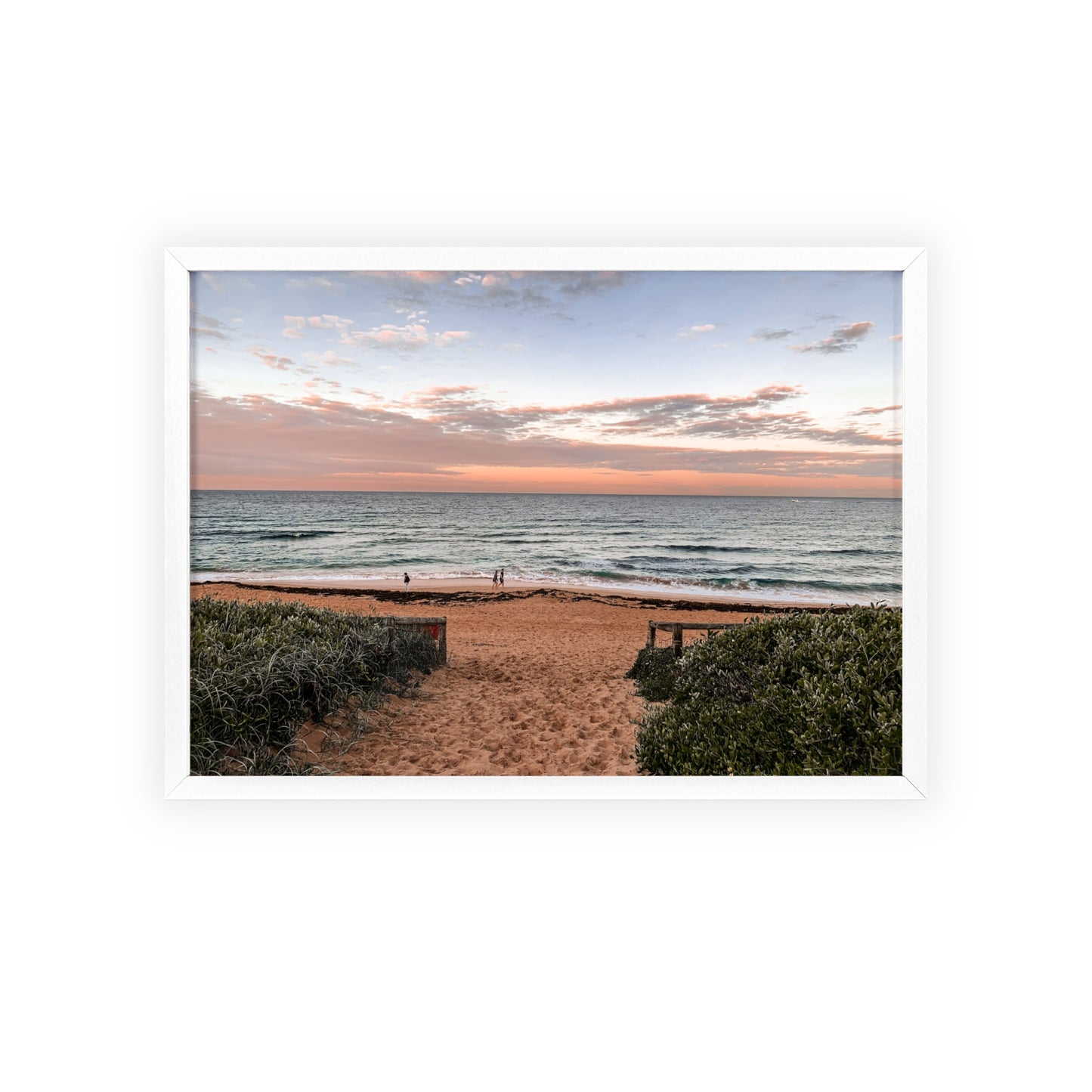 Beach Sunset Wooden Frame Poster