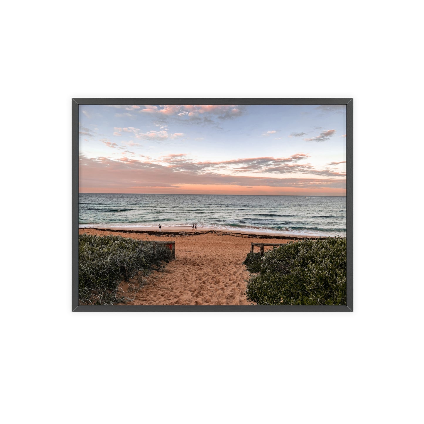 Beach Sunset Wooden Frame Poster
