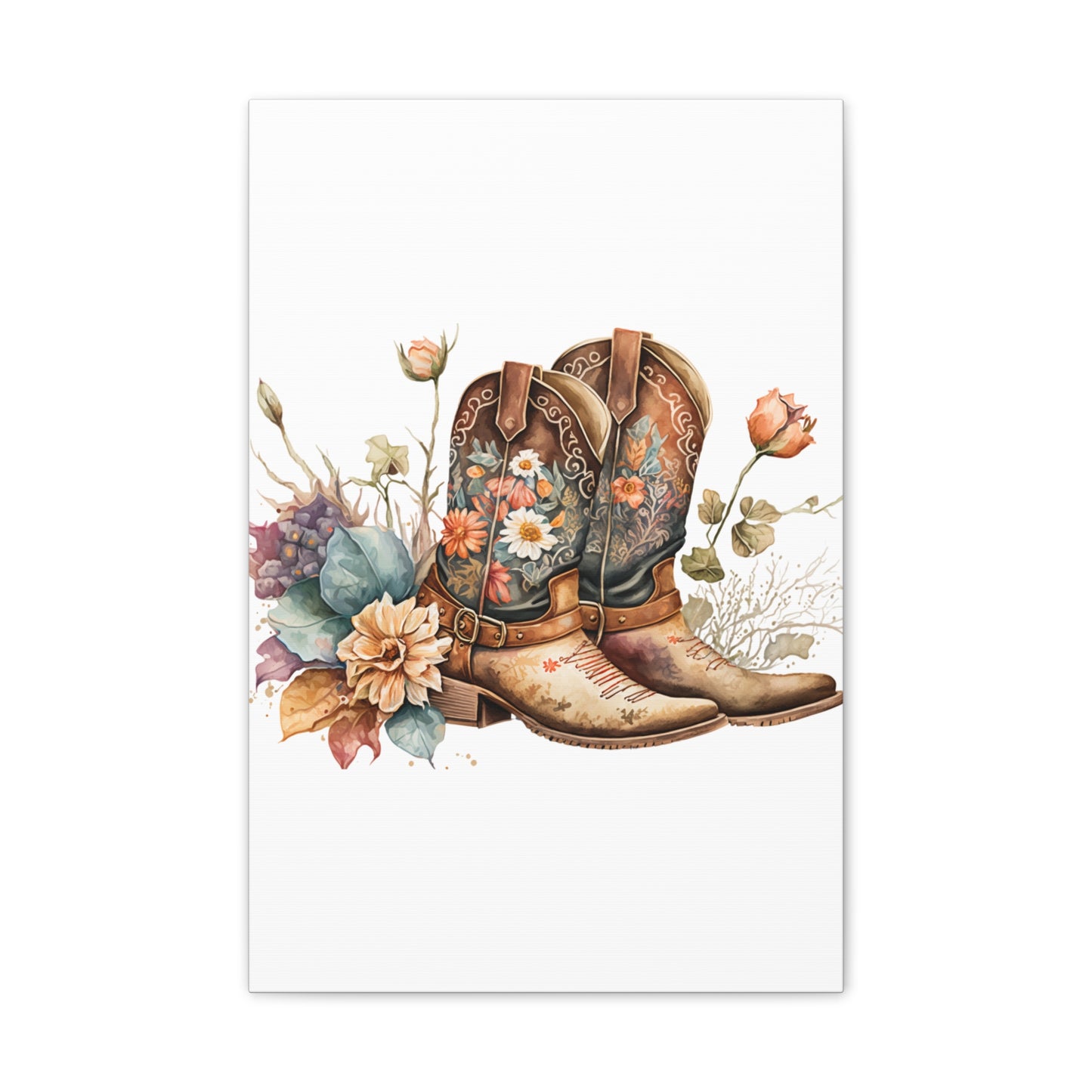 Floral Cowboy Boots Canvas Art