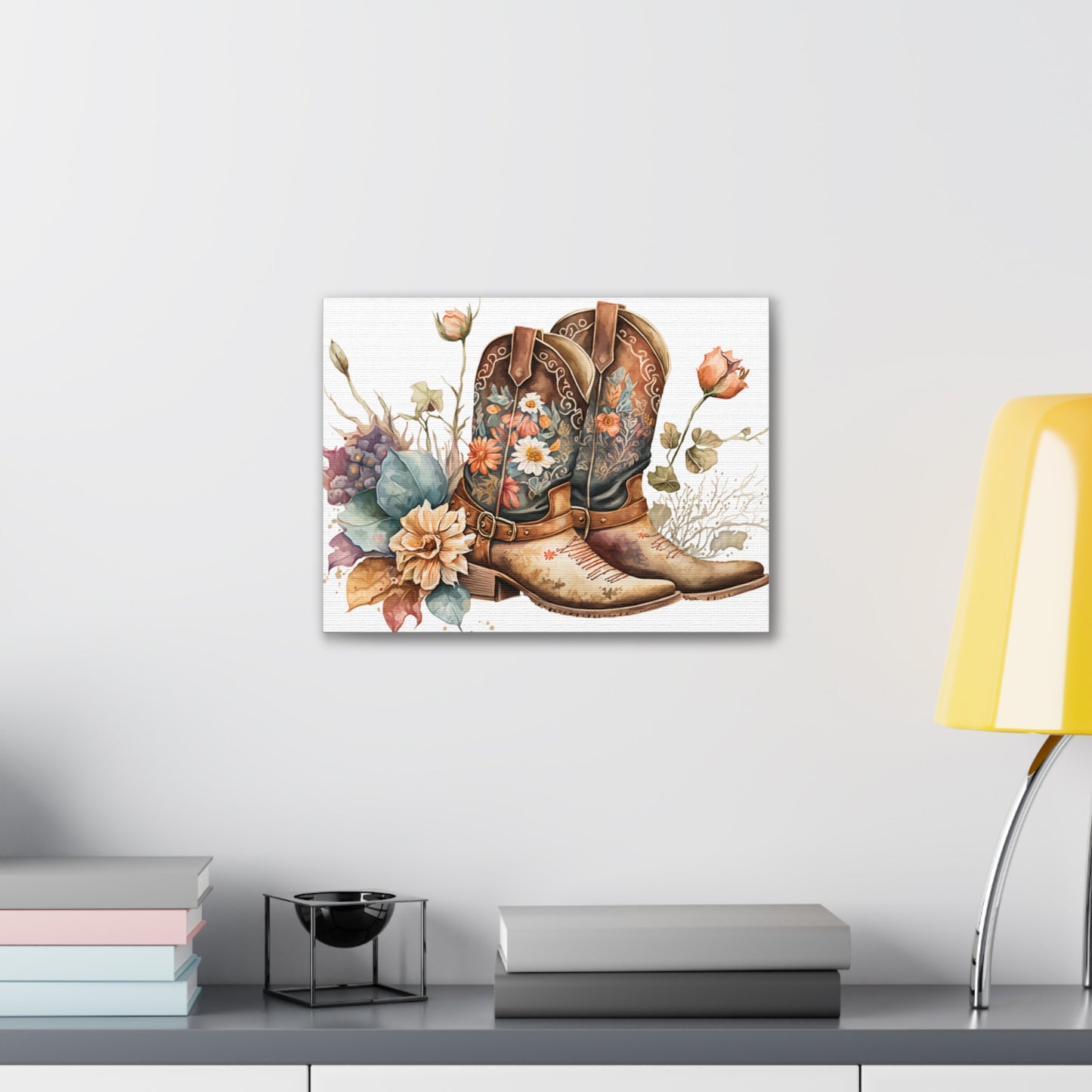 Floral Cowboy Boots Canvas Art