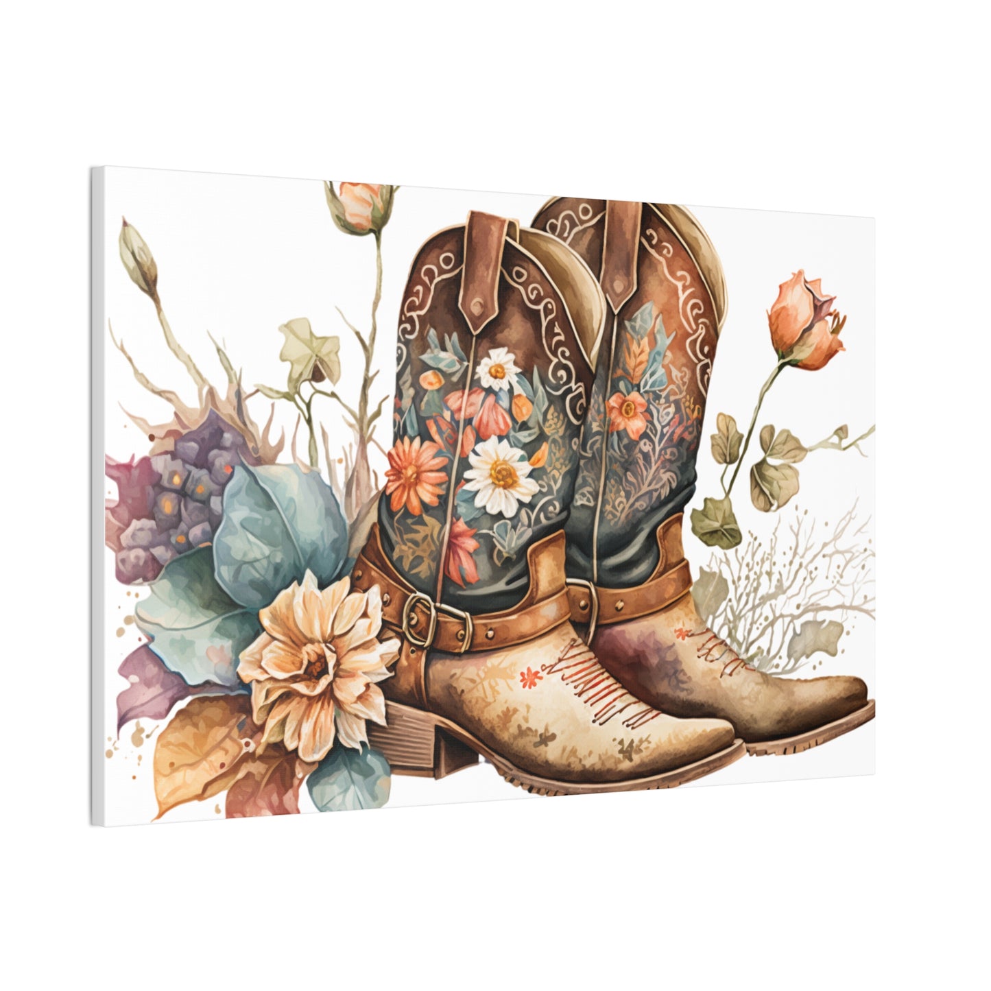 Floral Cowboy Boots Canvas Art