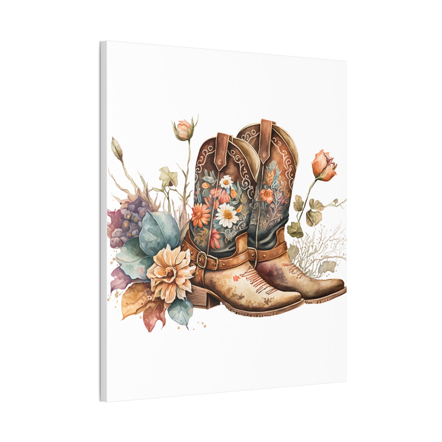 Floral Cowboy Boots Canvas Art