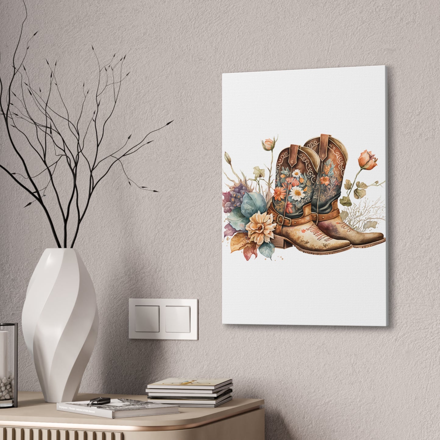 Floral Cowboy Boots Canvas Art