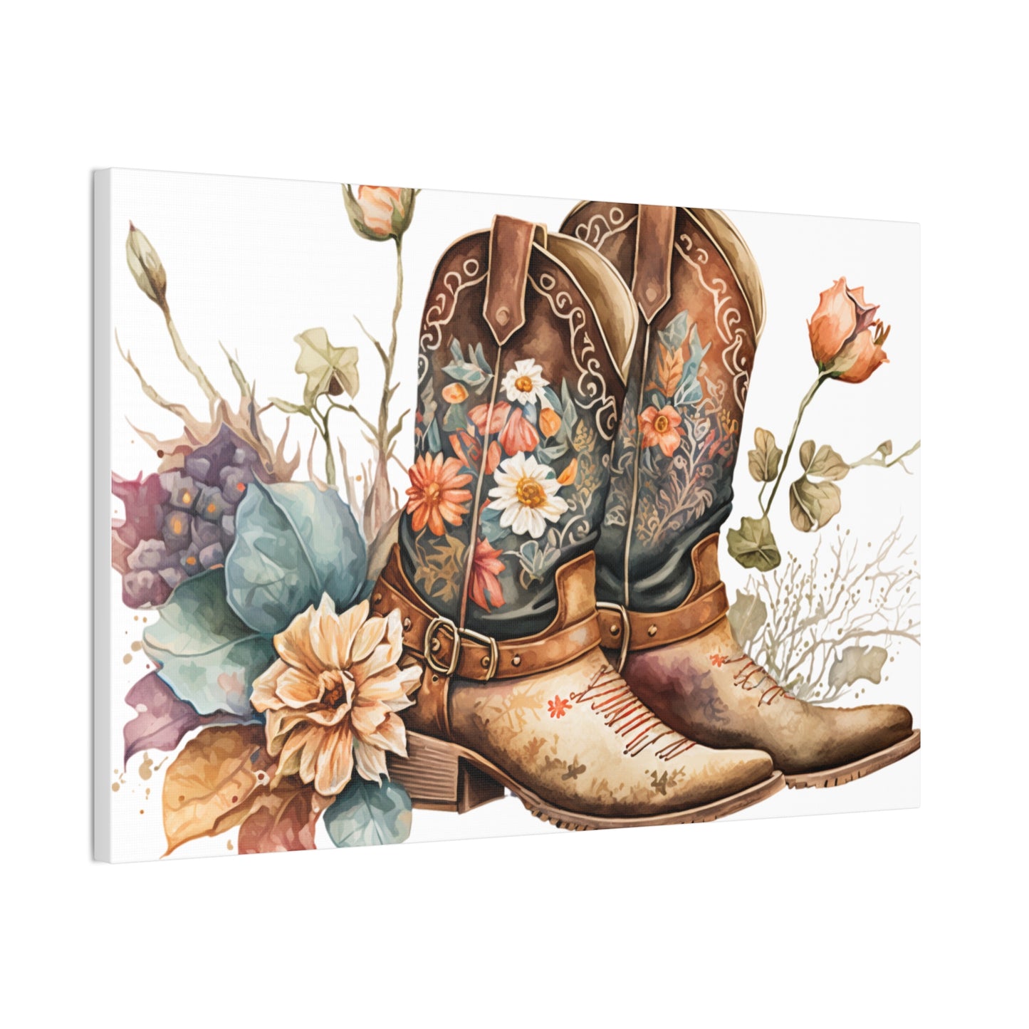 Floral Cowboy Boots Canvas Art