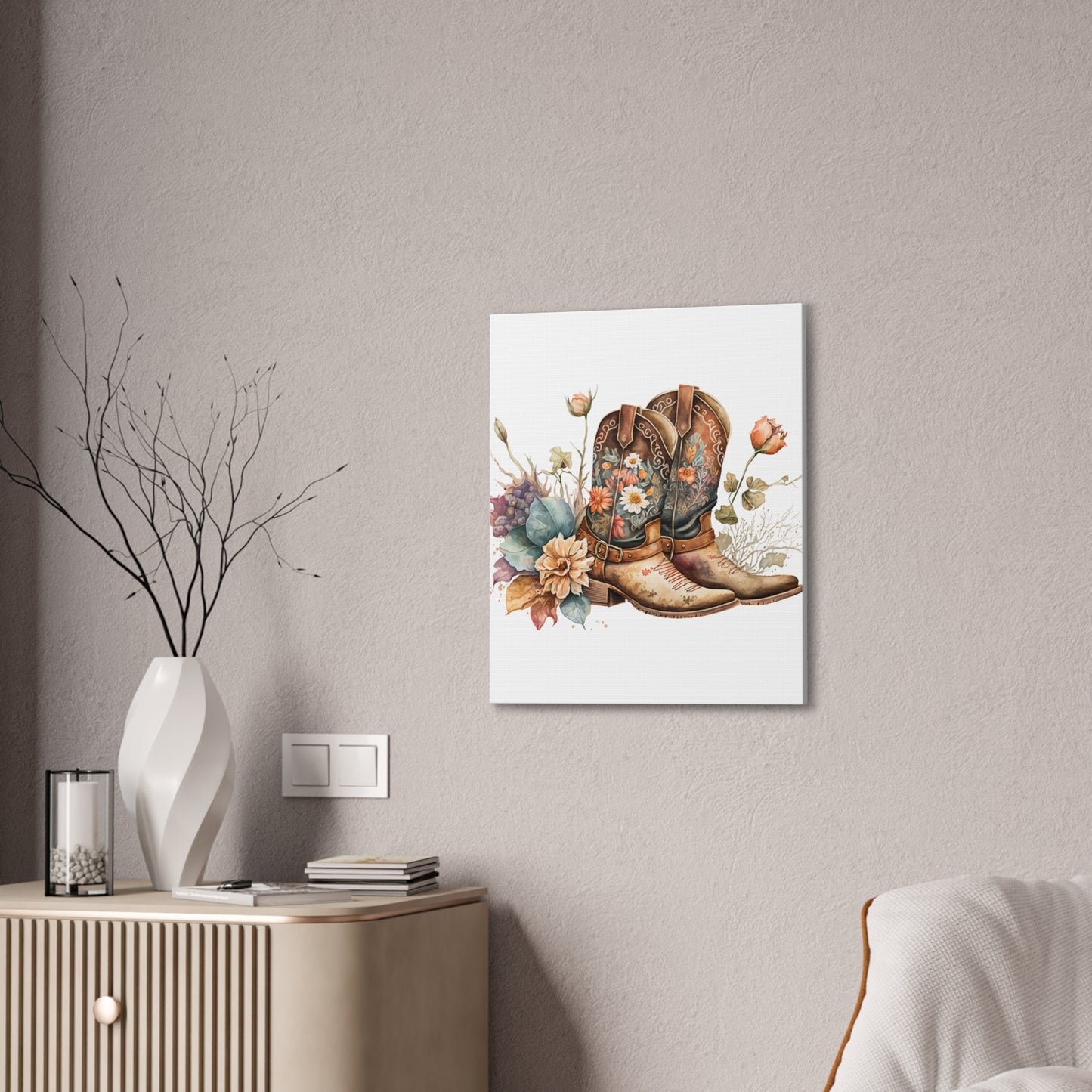 Floral Cowboy Boots Canvas Art