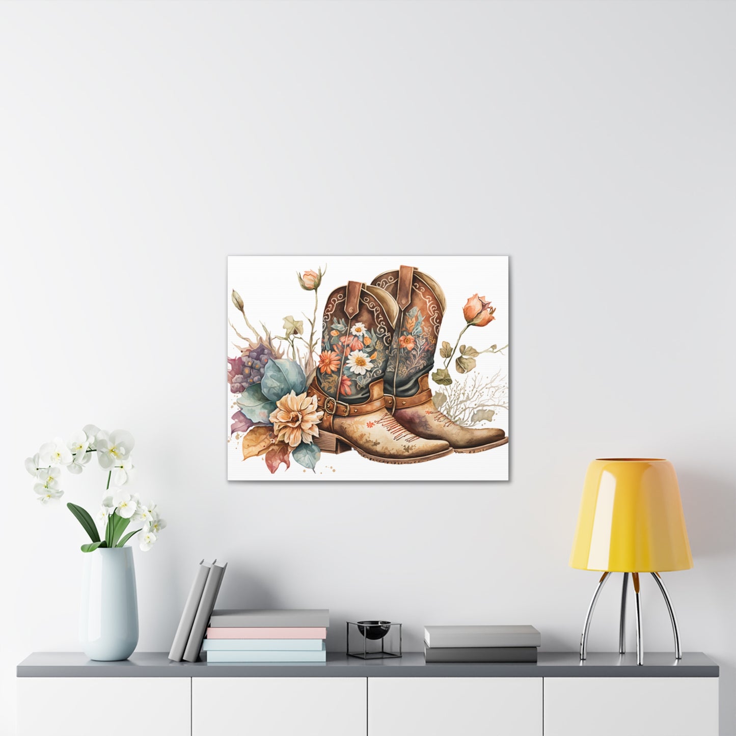 Floral Cowboy Boots Canvas Art