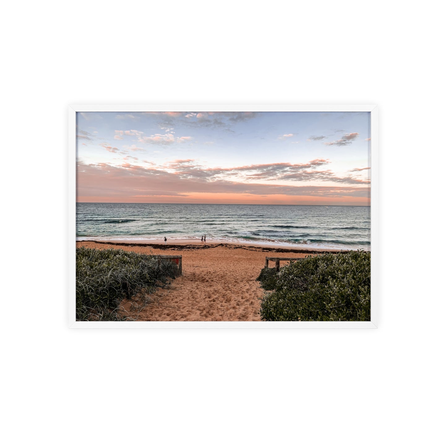 Beach Sunset Wooden Frame Poster