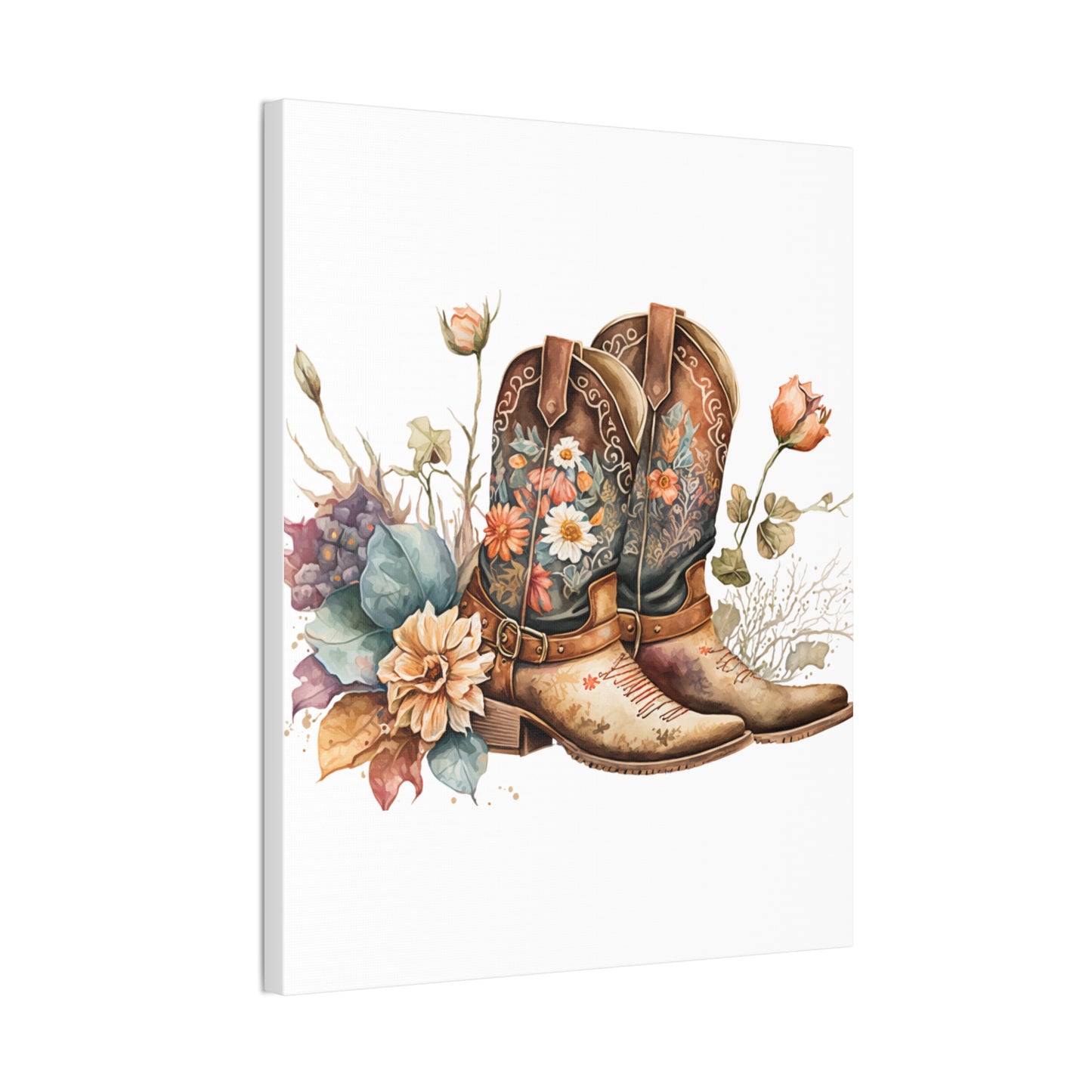 Floral Cowboy Boots Canvas Art