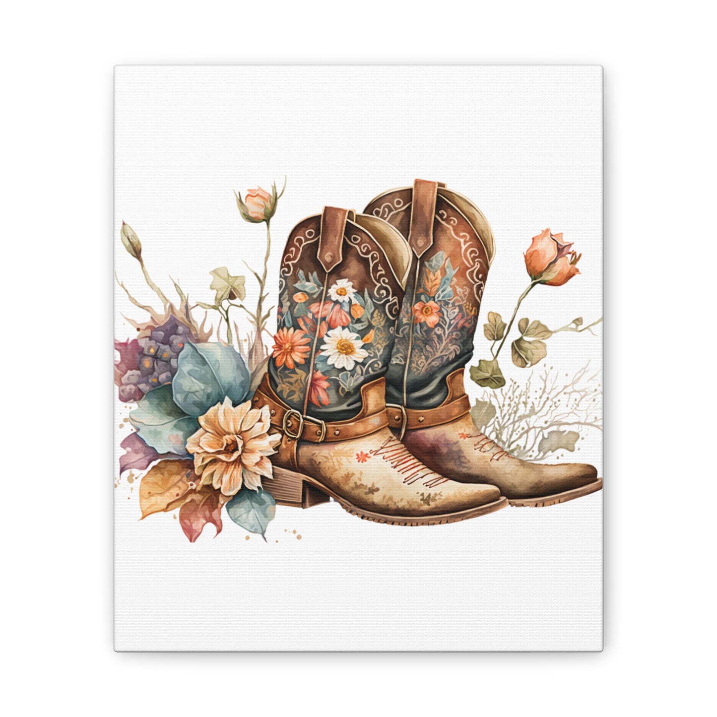 Floral Cowboy Boots Canvas Art