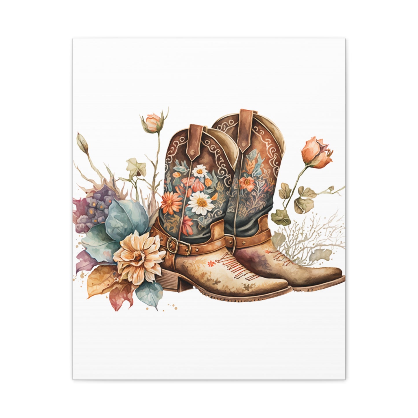 Floral Cowboy Boots Canvas Art