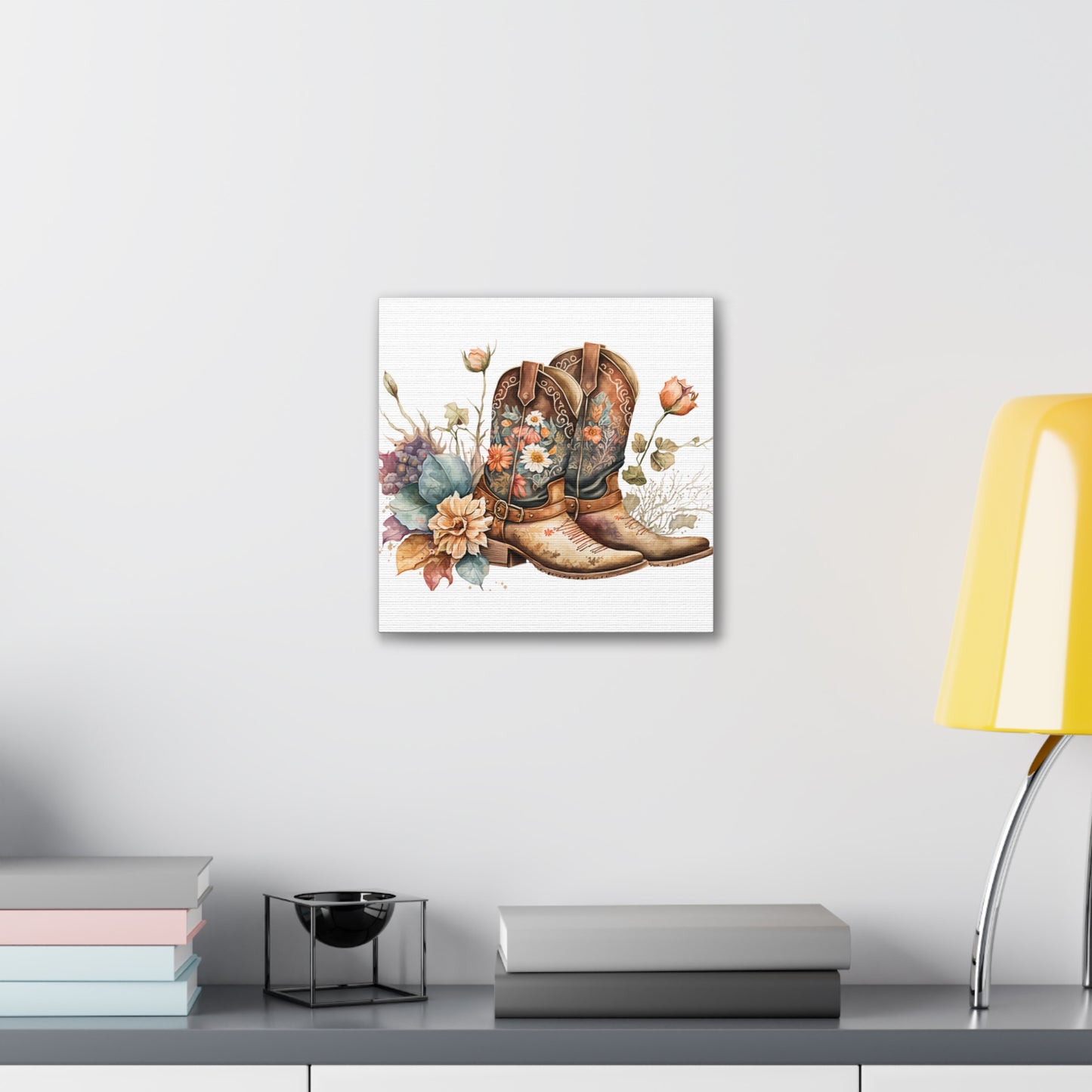 Floral Cowboy Boots Canvas Art