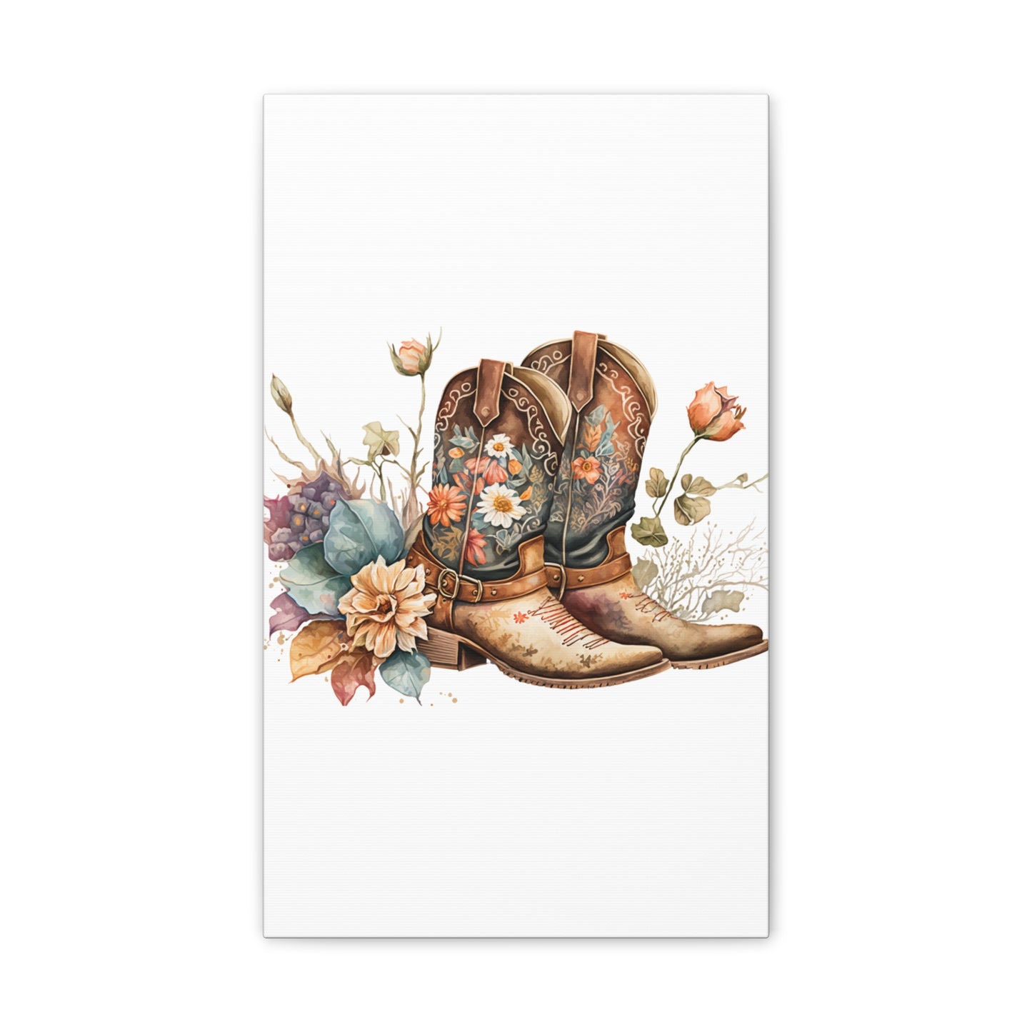 Floral Cowboy Boots Canvas Art