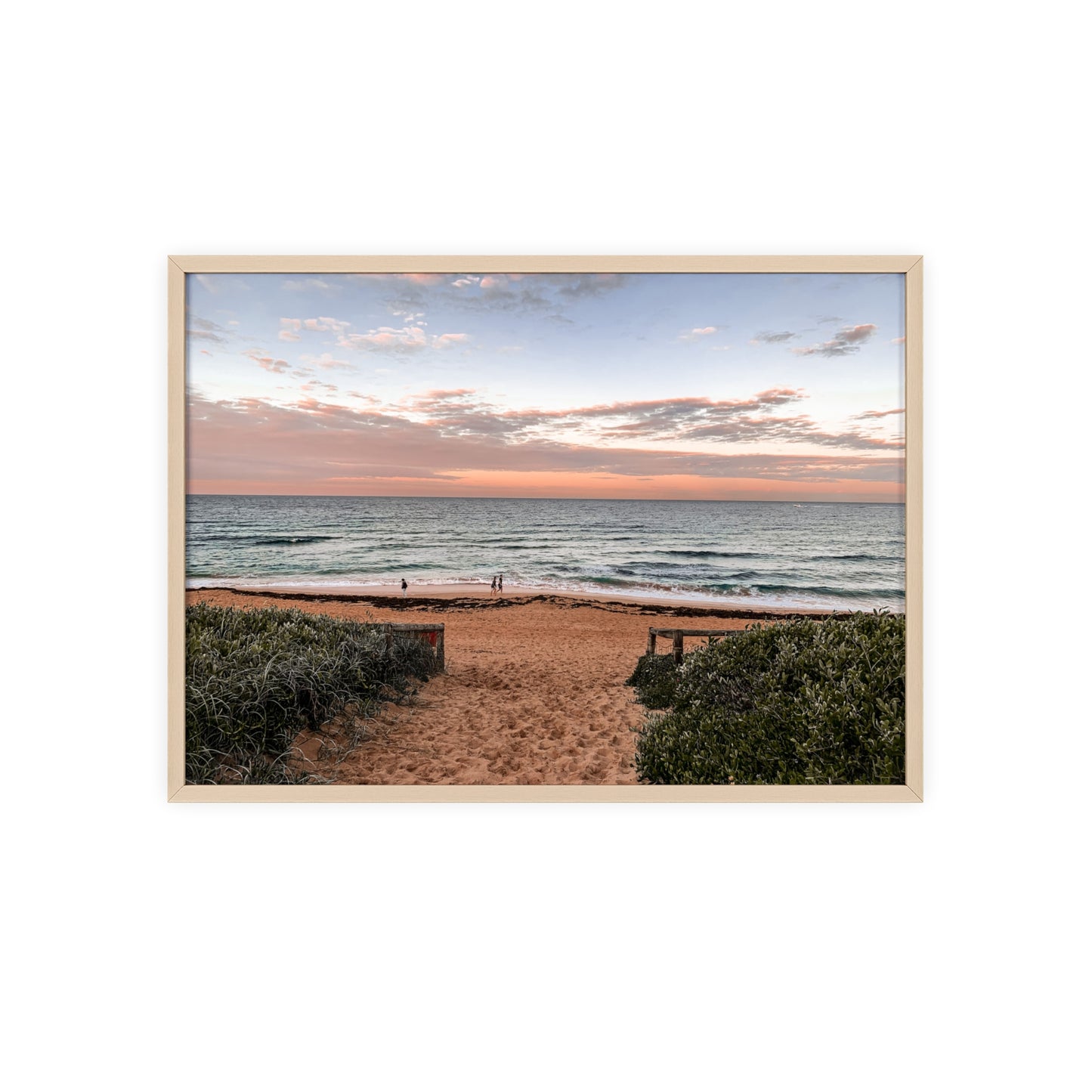 Beach Sunset Wooden Frame Poster