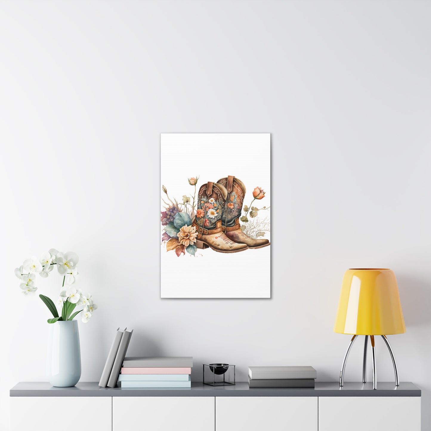 Floral Cowboy Boots Canvas Art