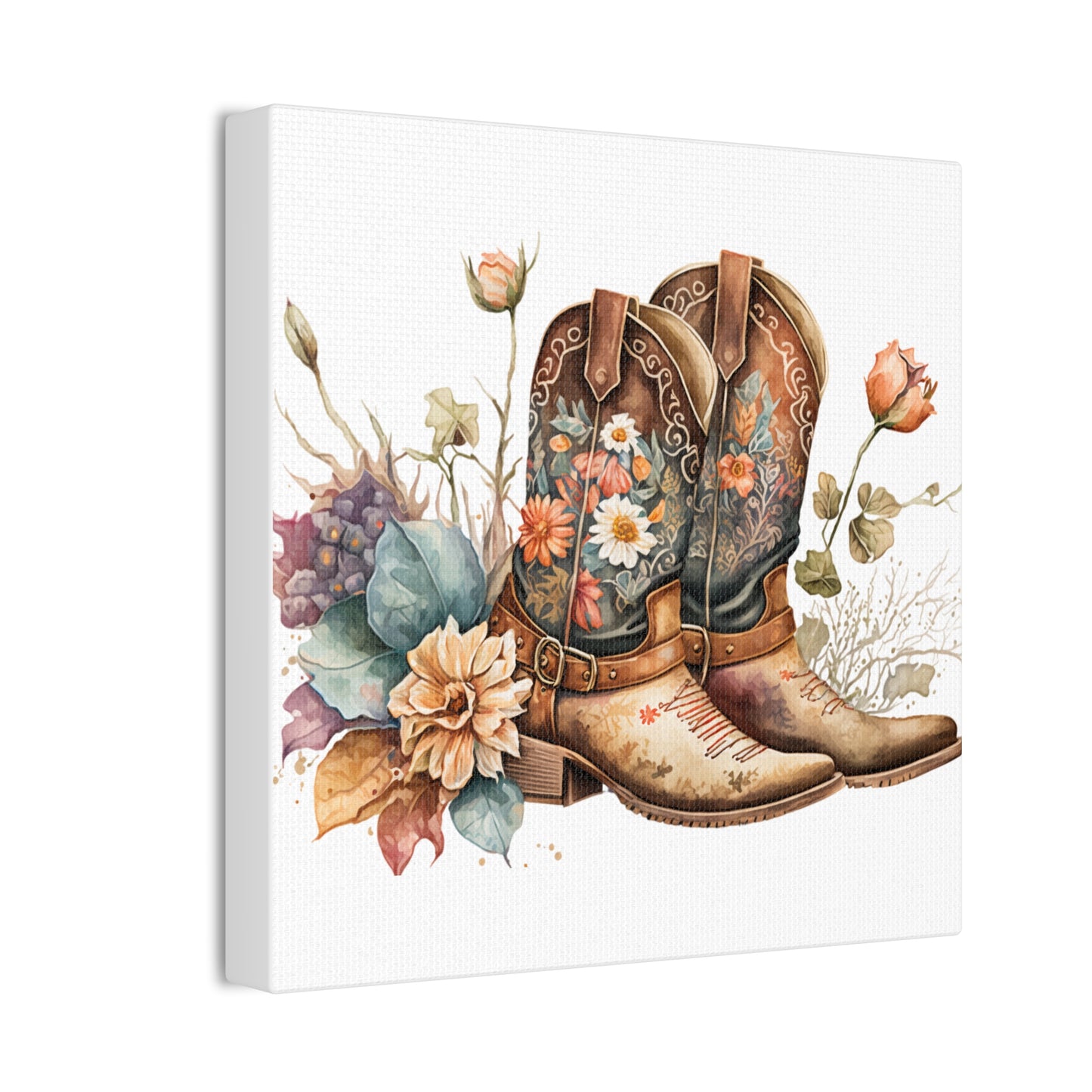 Floral Cowboy Boots Canvas Art