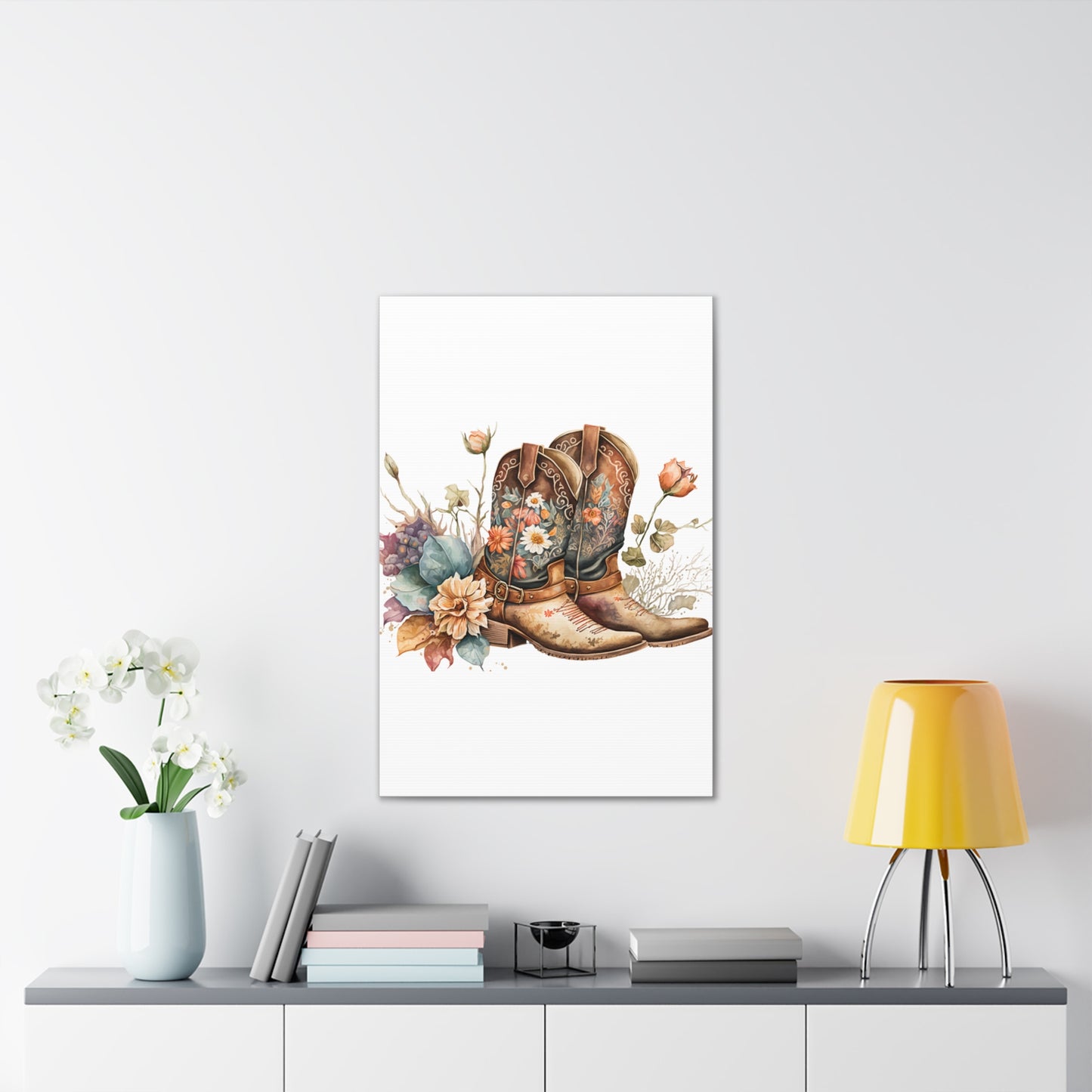 Floral Cowboy Boots Canvas Art
