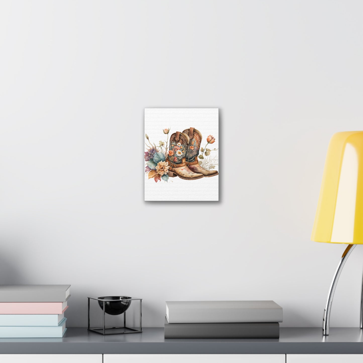 Floral Cowboy Boots Canvas Art