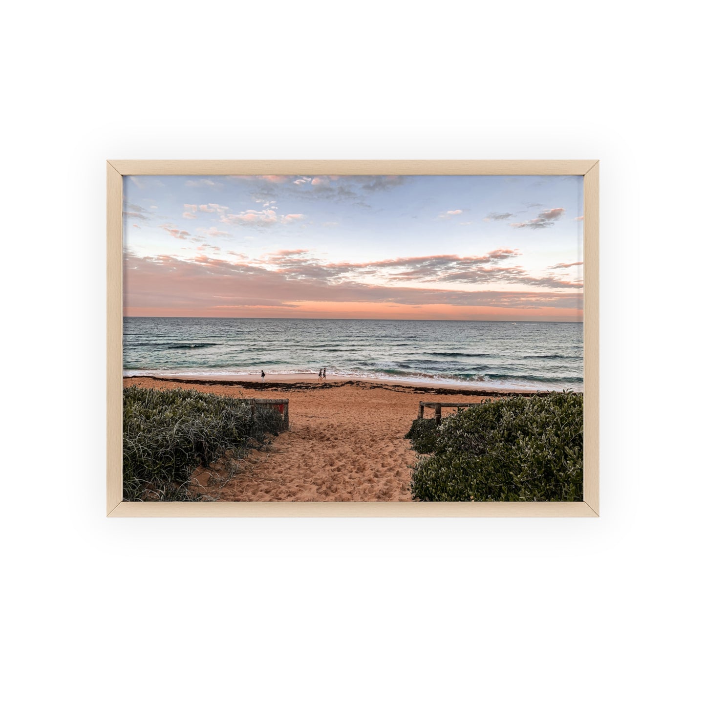 Beach Sunset Wooden Frame Poster
