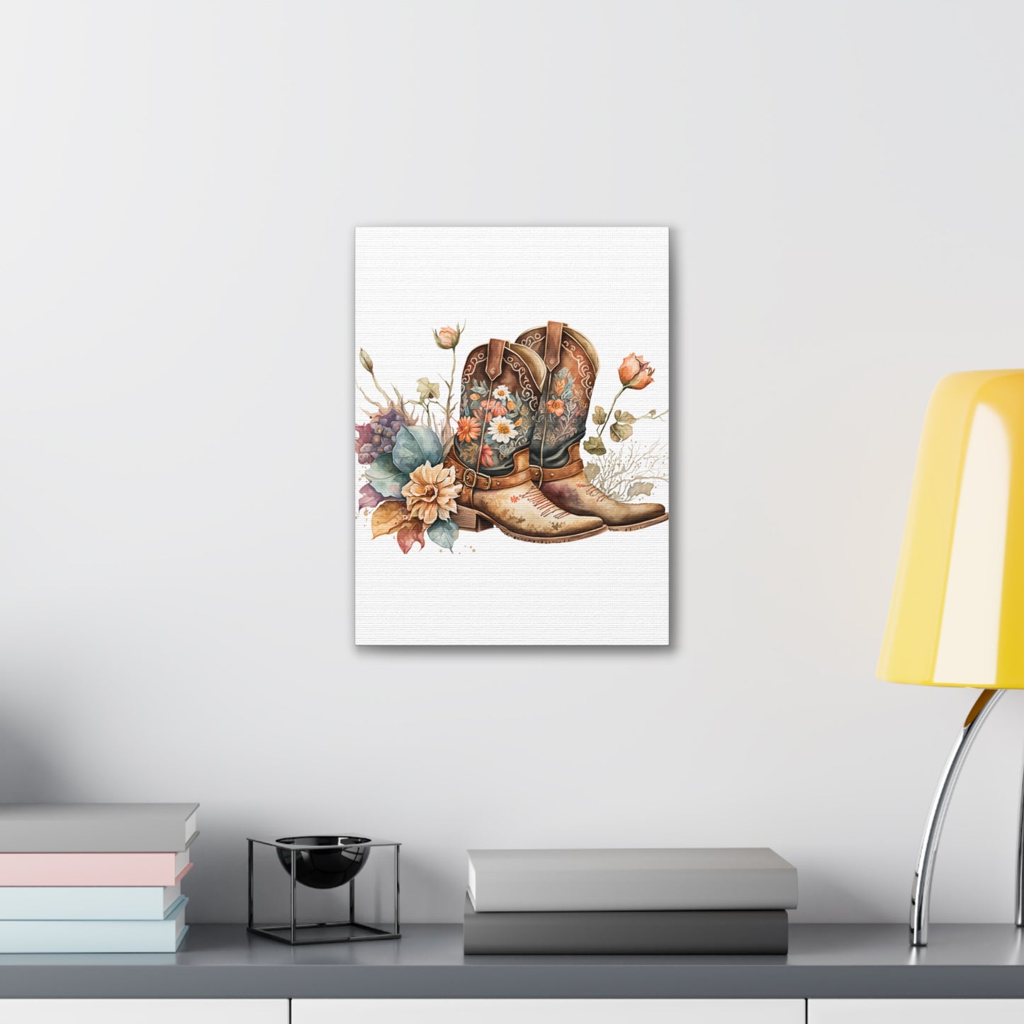 Floral Cowboy Boots Canvas Art