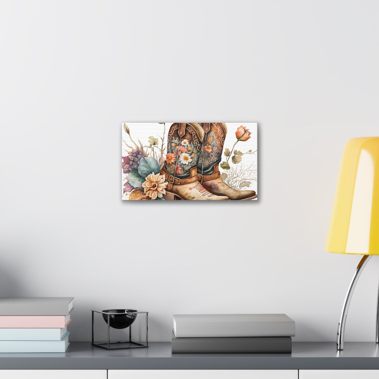 Floral Cowboy Boots Canvas Art
